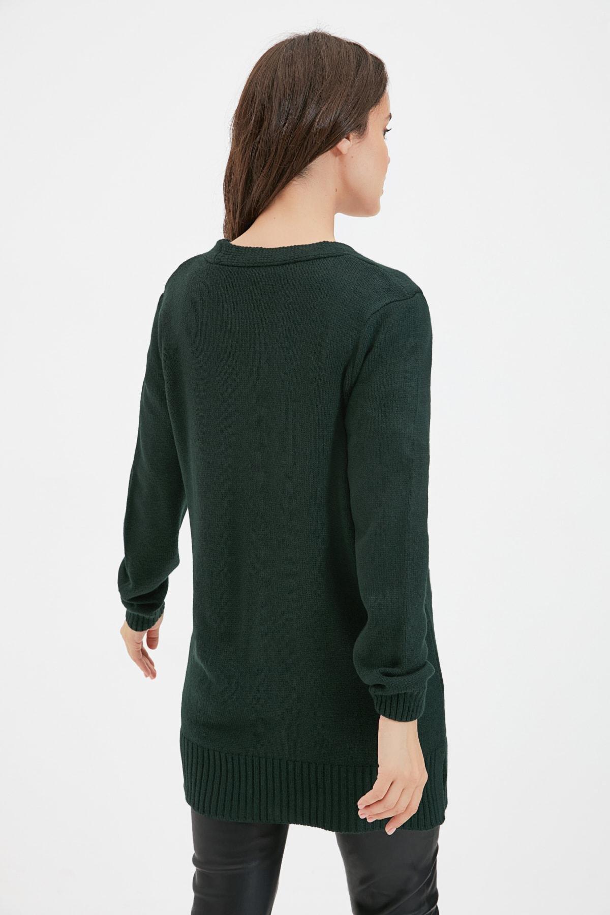 Green V Neck Cardigan, , large image number 4