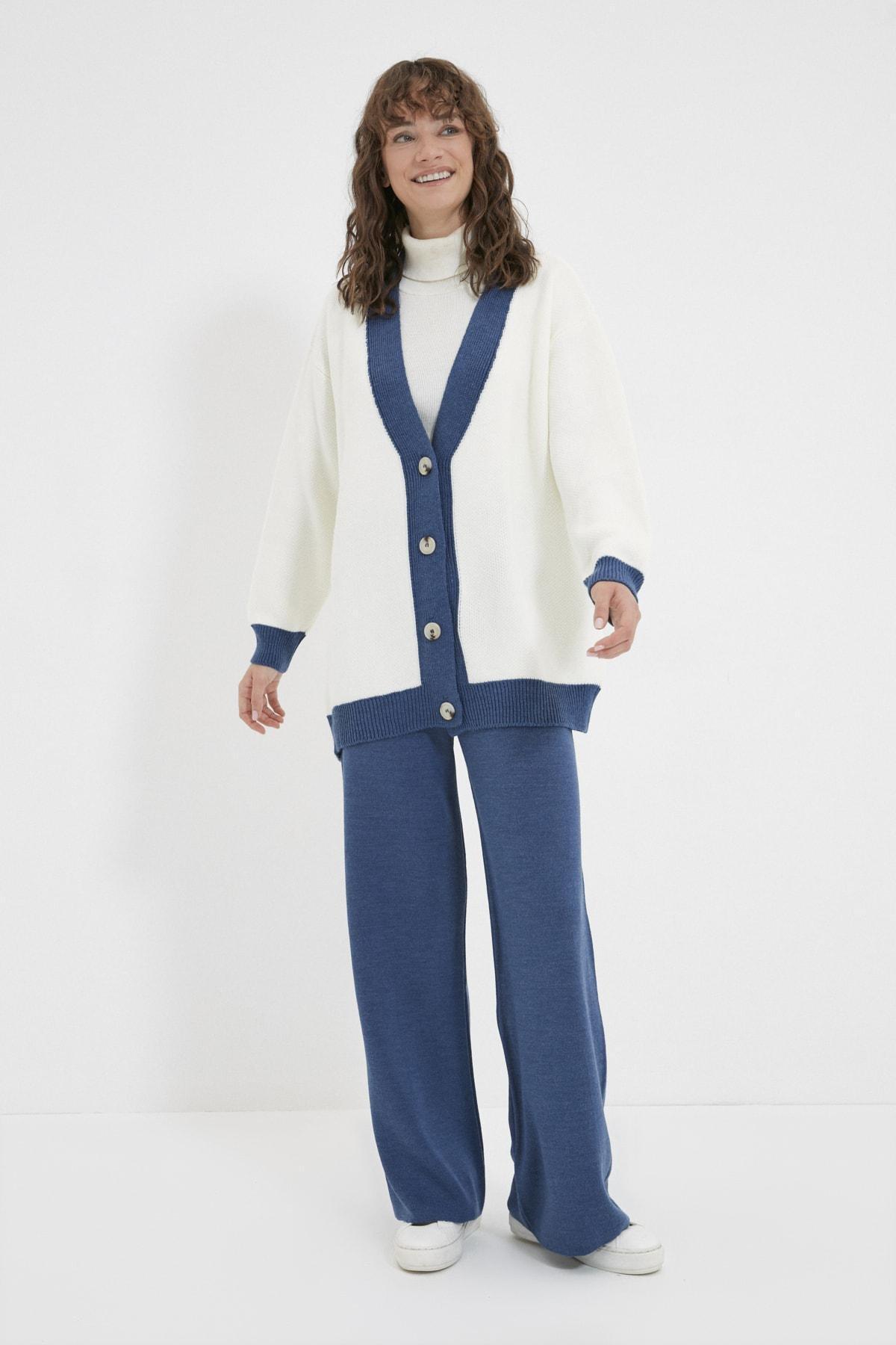 Navy V Neck Co-Ord Set, , large image number 0
