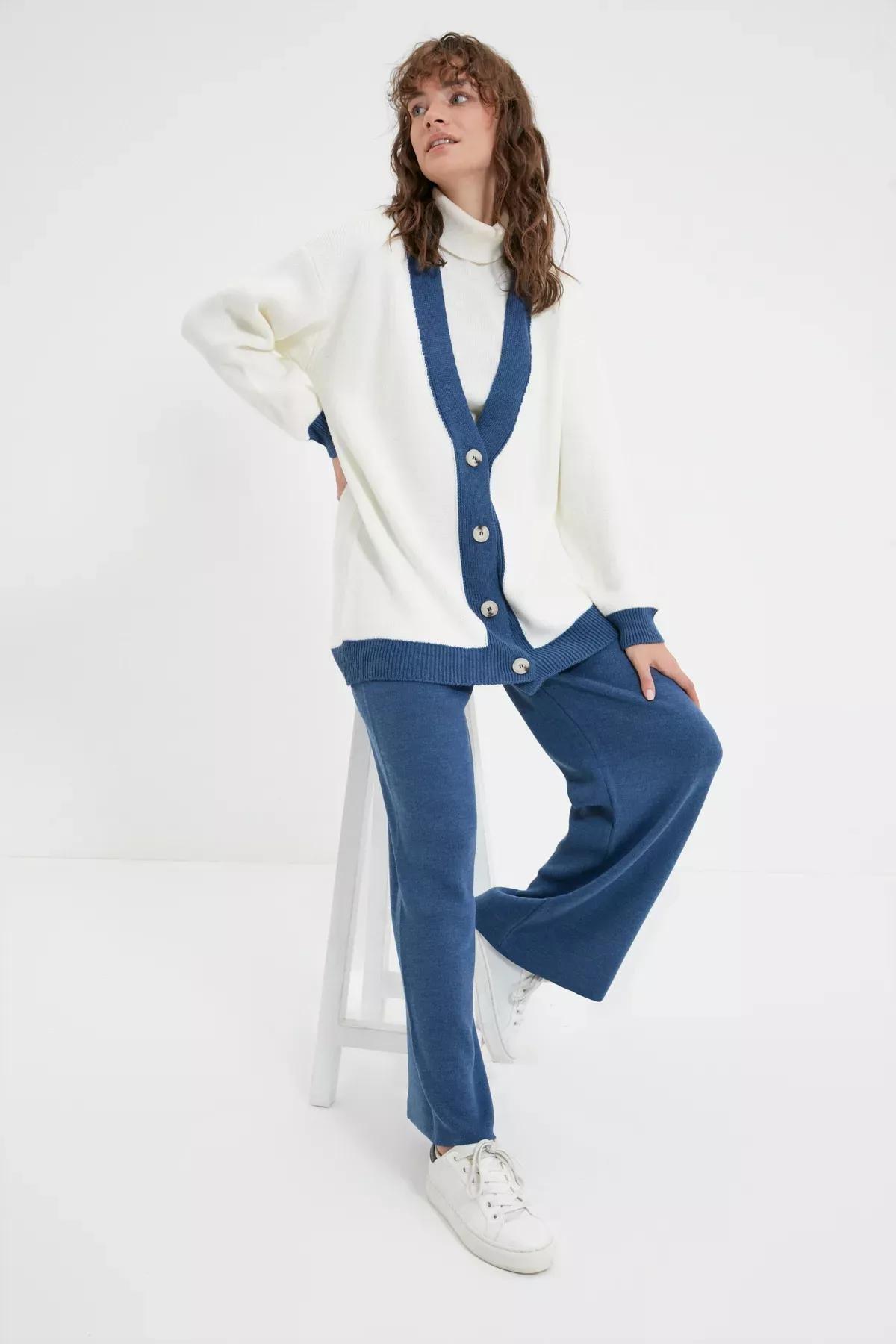 Navy V Neck Co-Ord Set, , large image number 0
