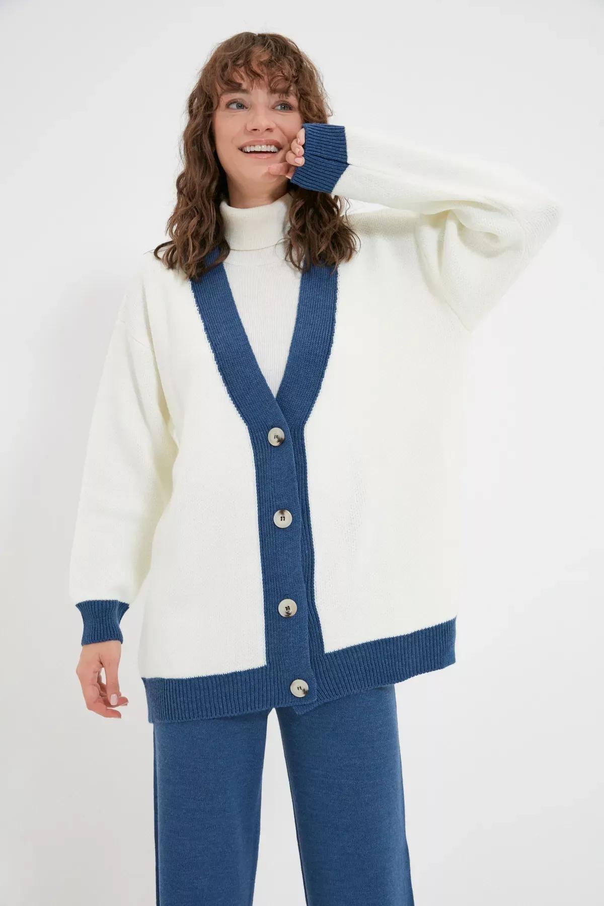 Navy V Neck Co-Ord Set, Dark blue, medium