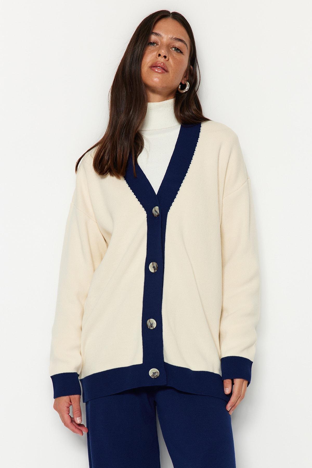 Navy V Neck Co-Ord Set, Dark blue, large image number 3