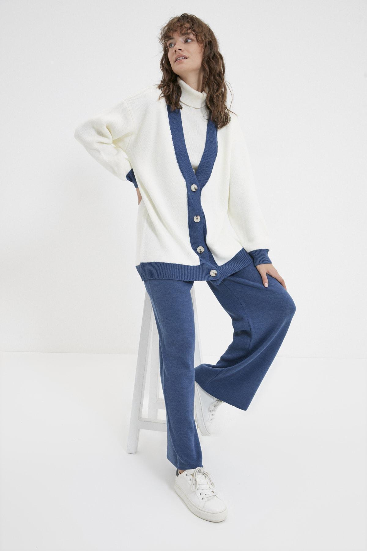 Navy V Neck Co-Ord Set, , large image number 4