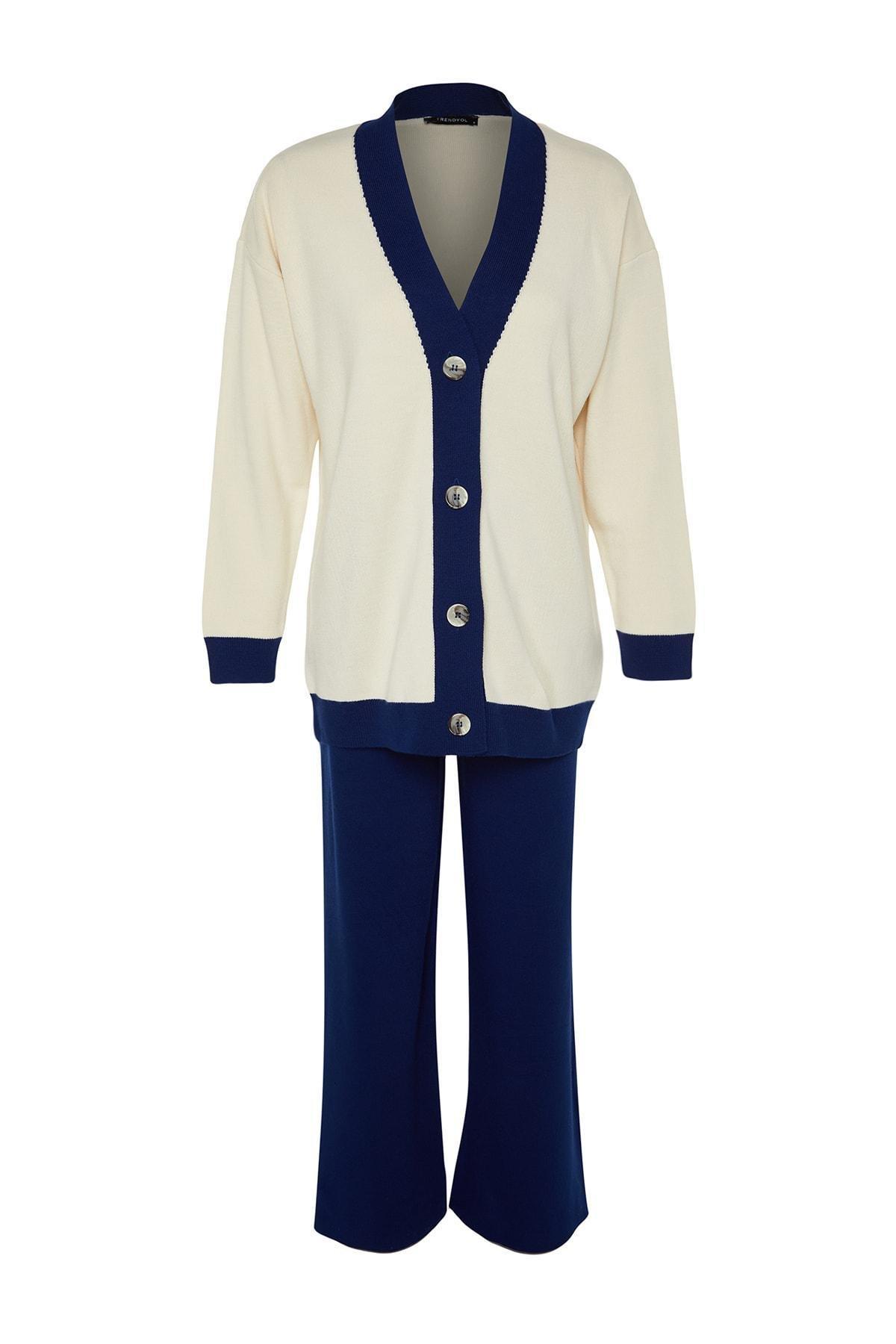 Navy V Neck Co-Ord Set, Dark blue, large image number 10