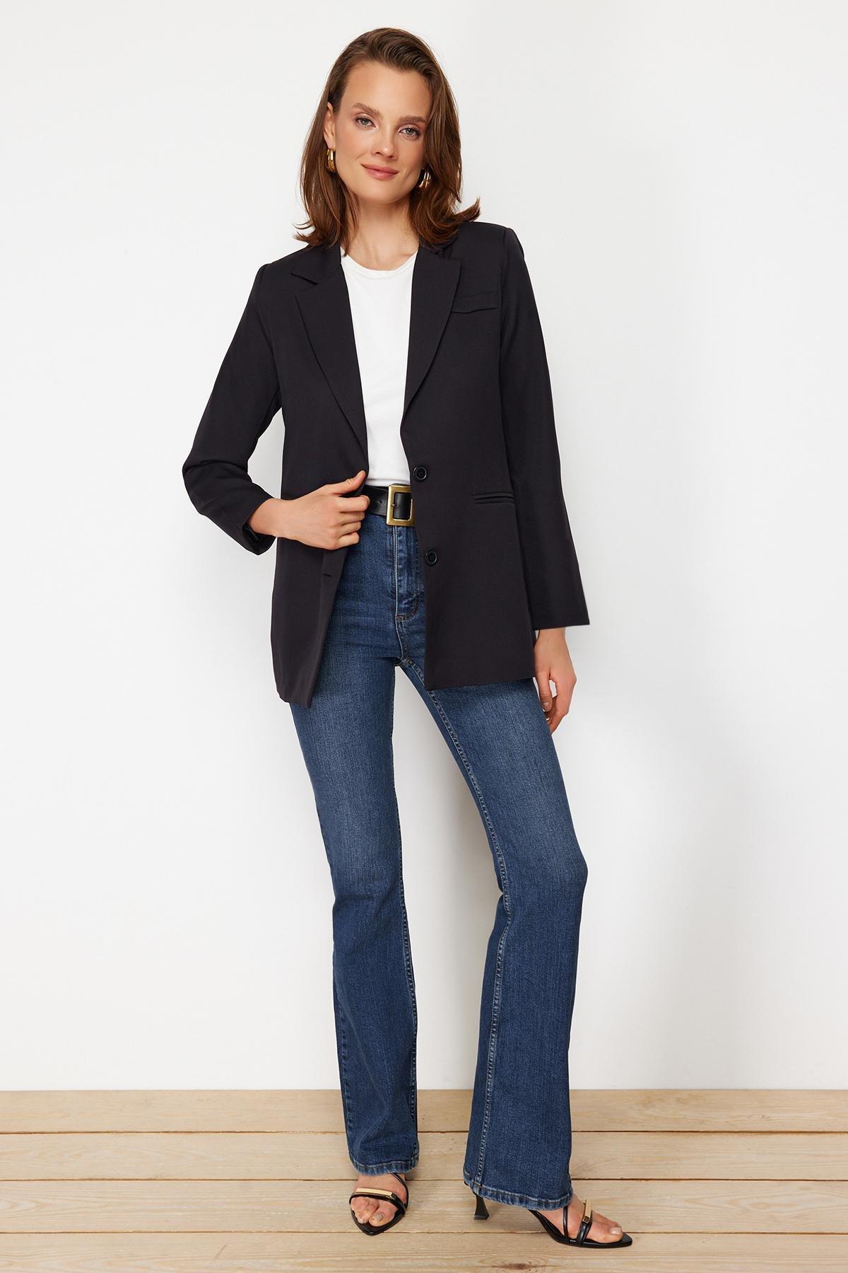 Black V Neck Jacket, , large image number 0