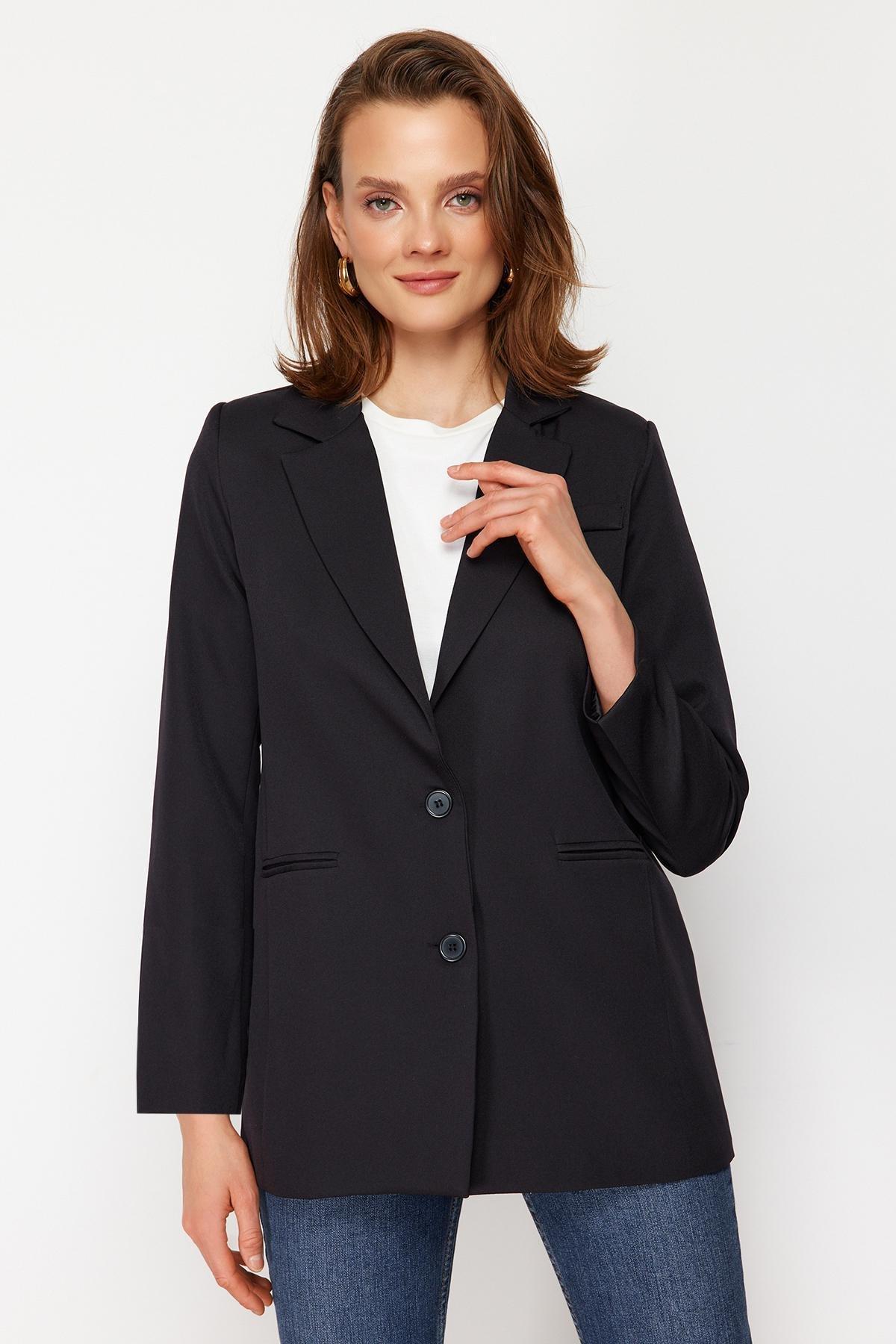 Black V Neck Jacket, , large image number 2