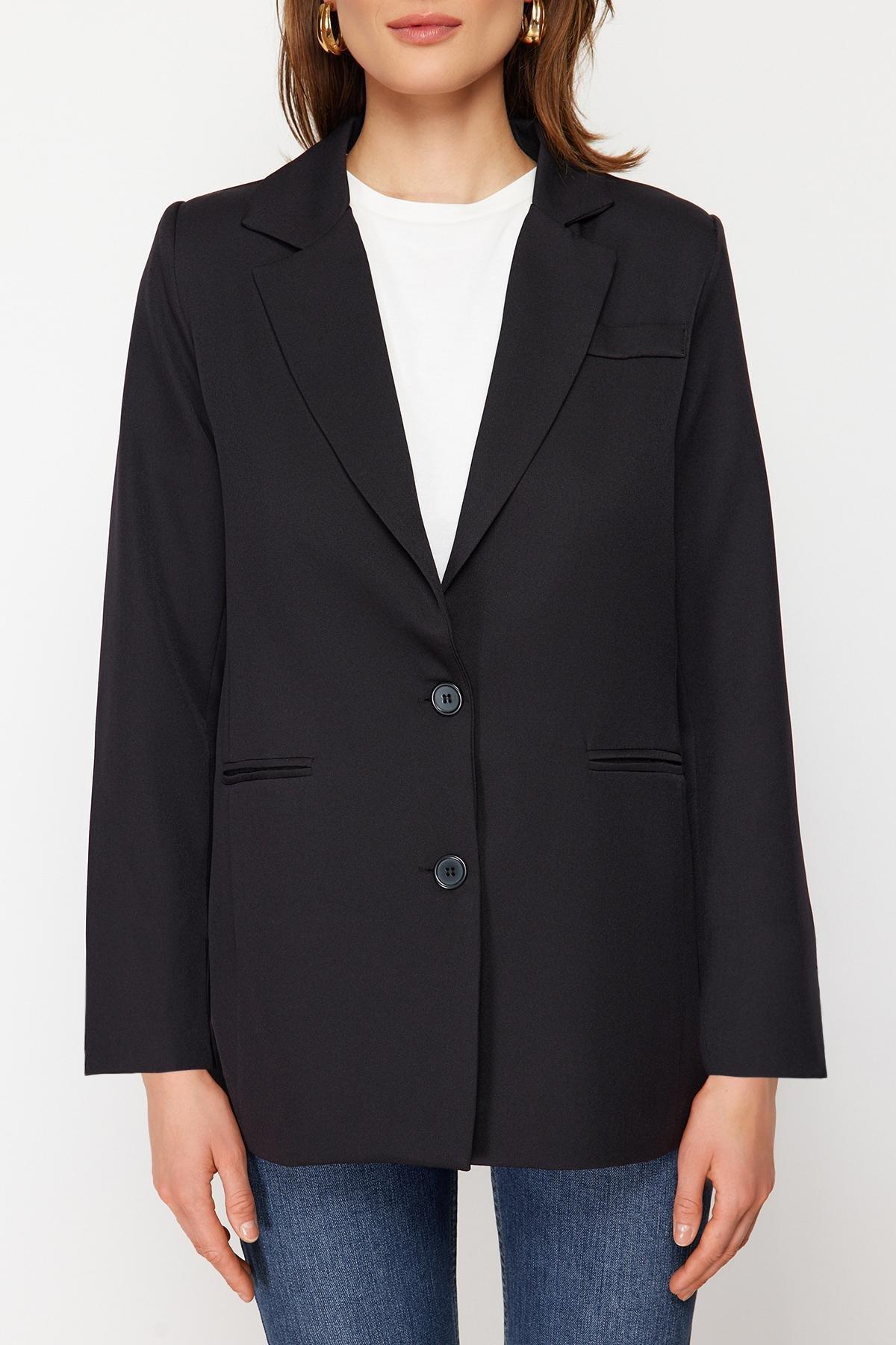 Black V Neck Jacket, , large image number 3