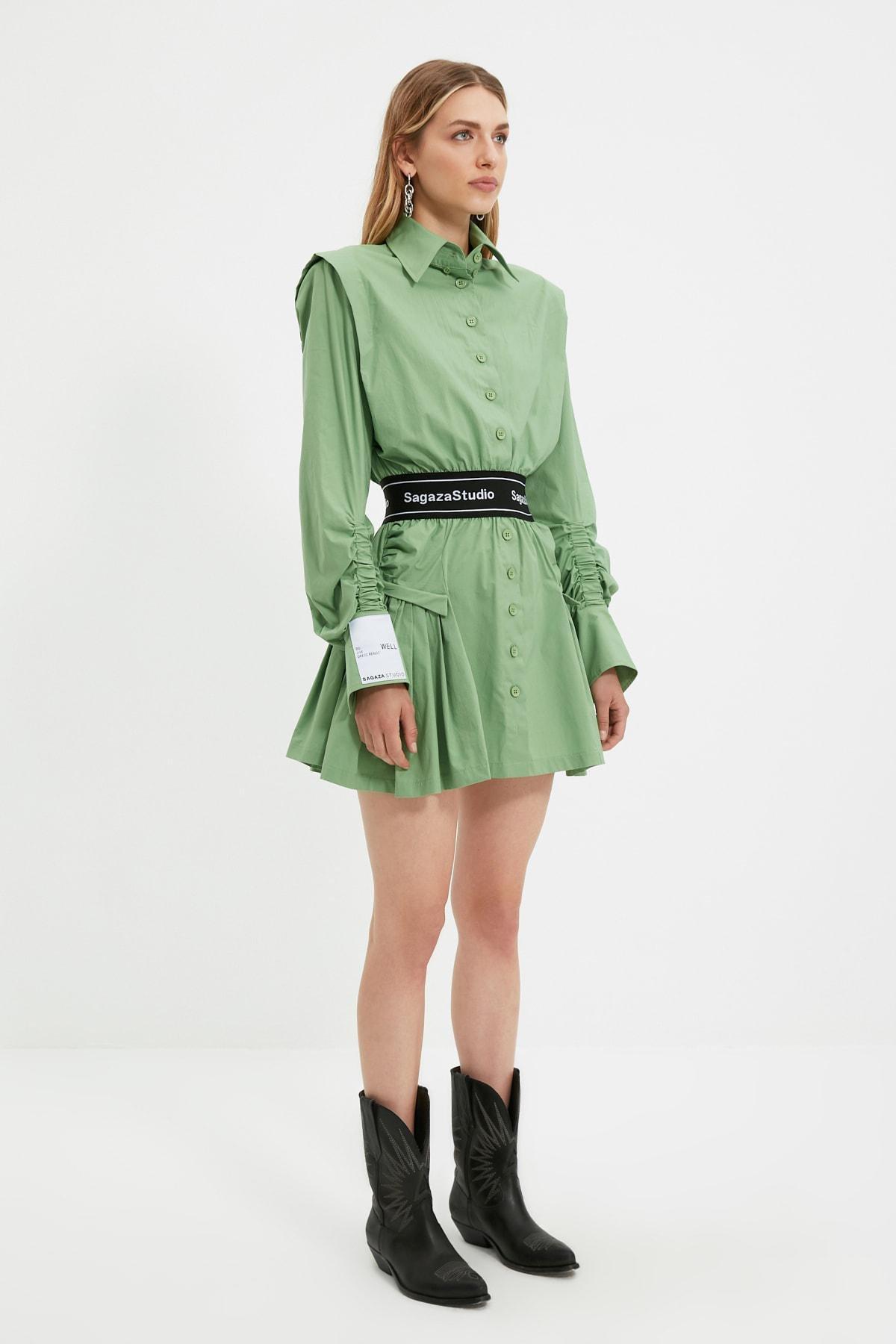 Green Skater Mini Dress, , large image number 3
