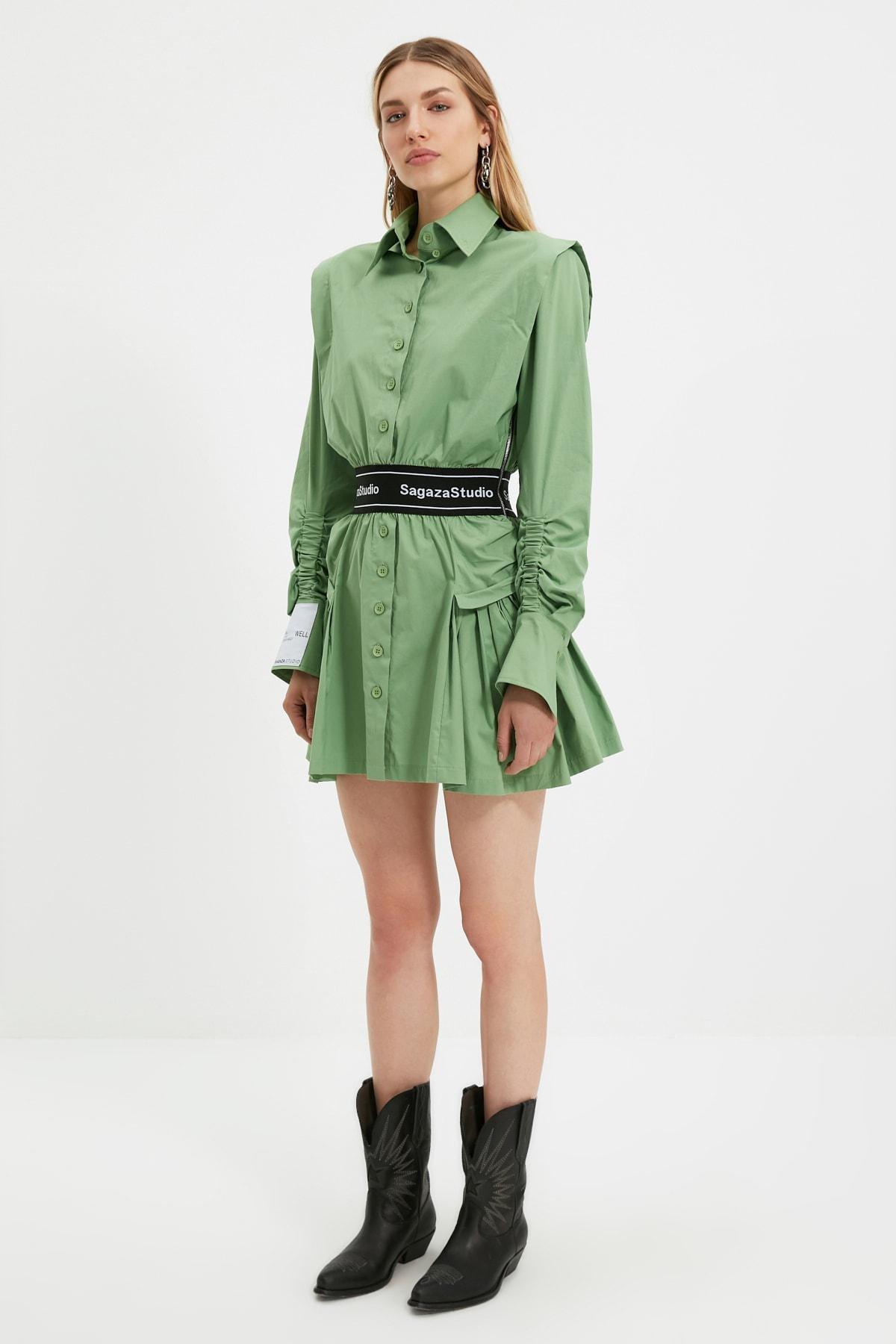 Green Skater Mini Dress, , large image number 5