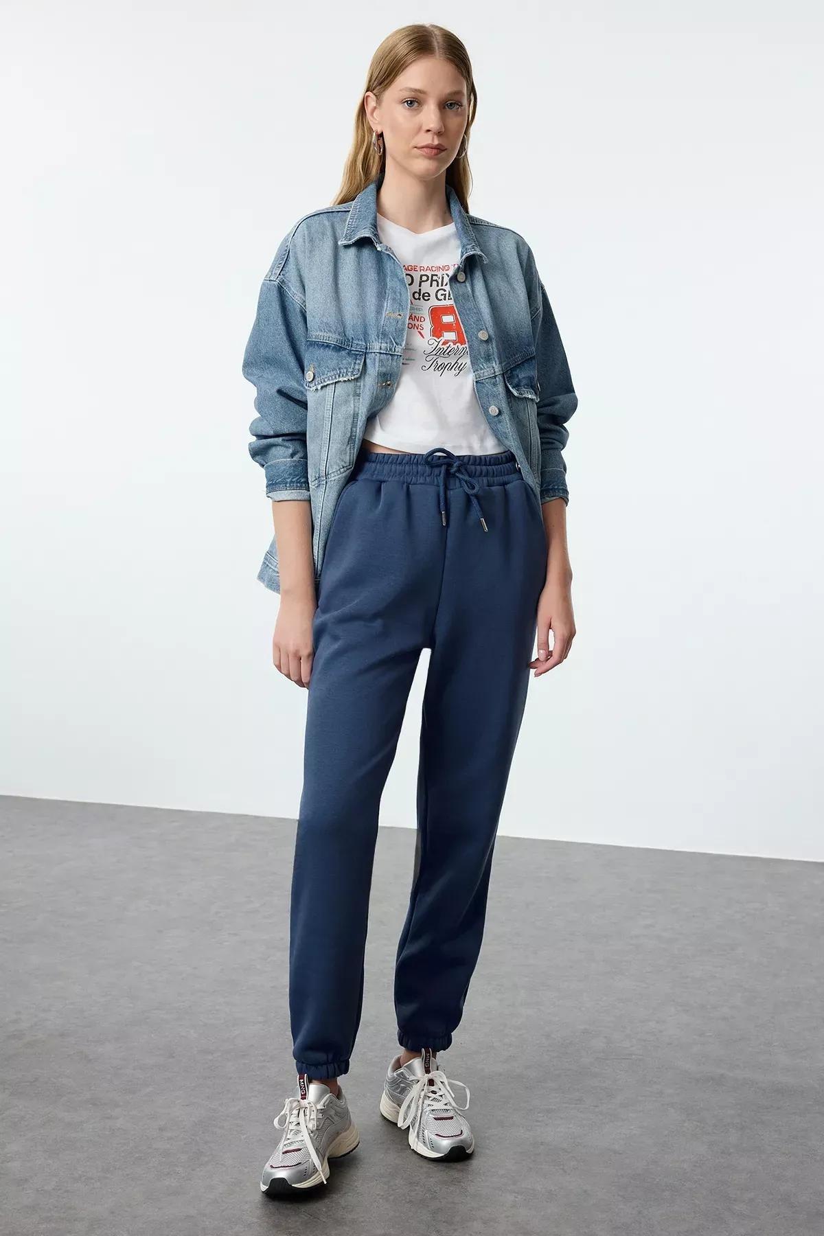 Blue Knitted Sweatpants, , large image number 0