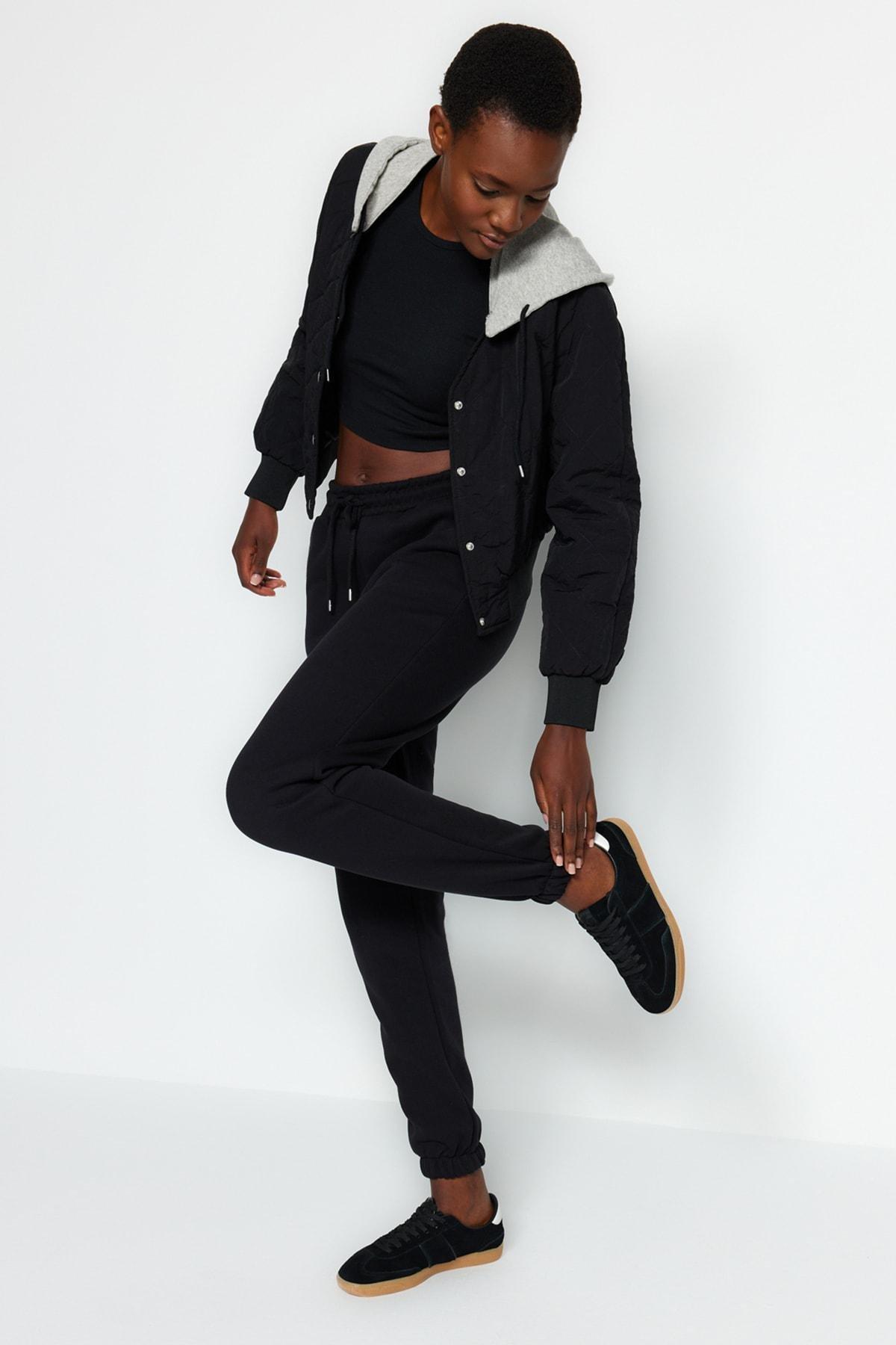 Black Knitted Sweatpants, , large image number 0