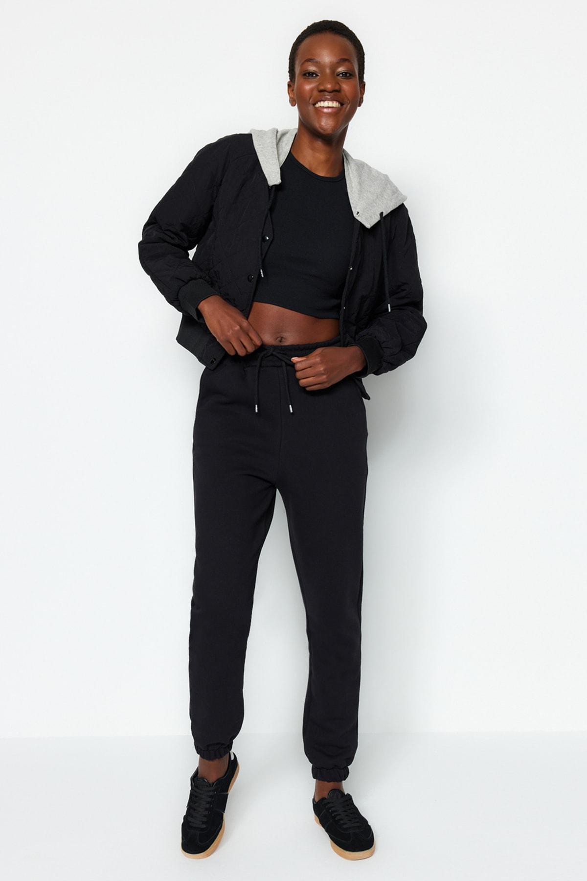 Black Knitted Sweatpants, , large image number 1