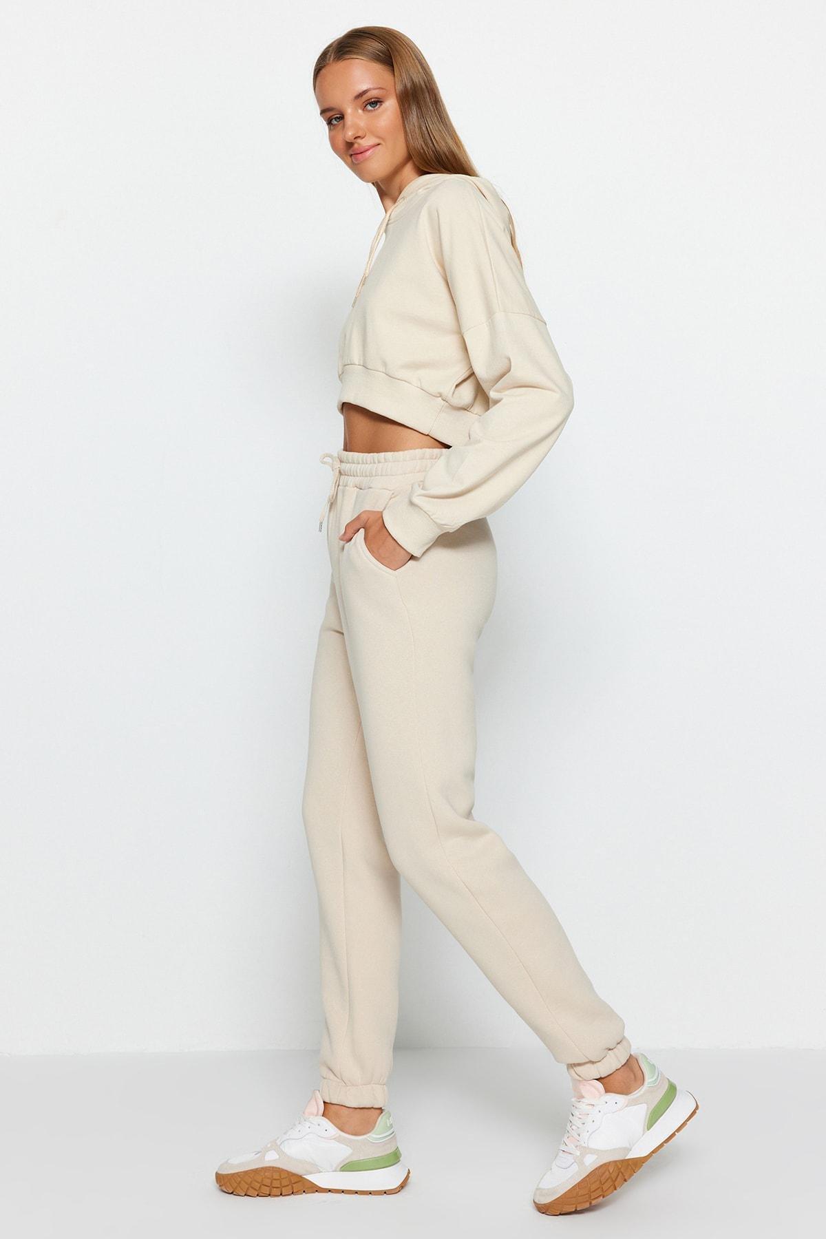 بنطال رياضي مُحاك مبطن بالصوف، بيج, STONE, large image number 0