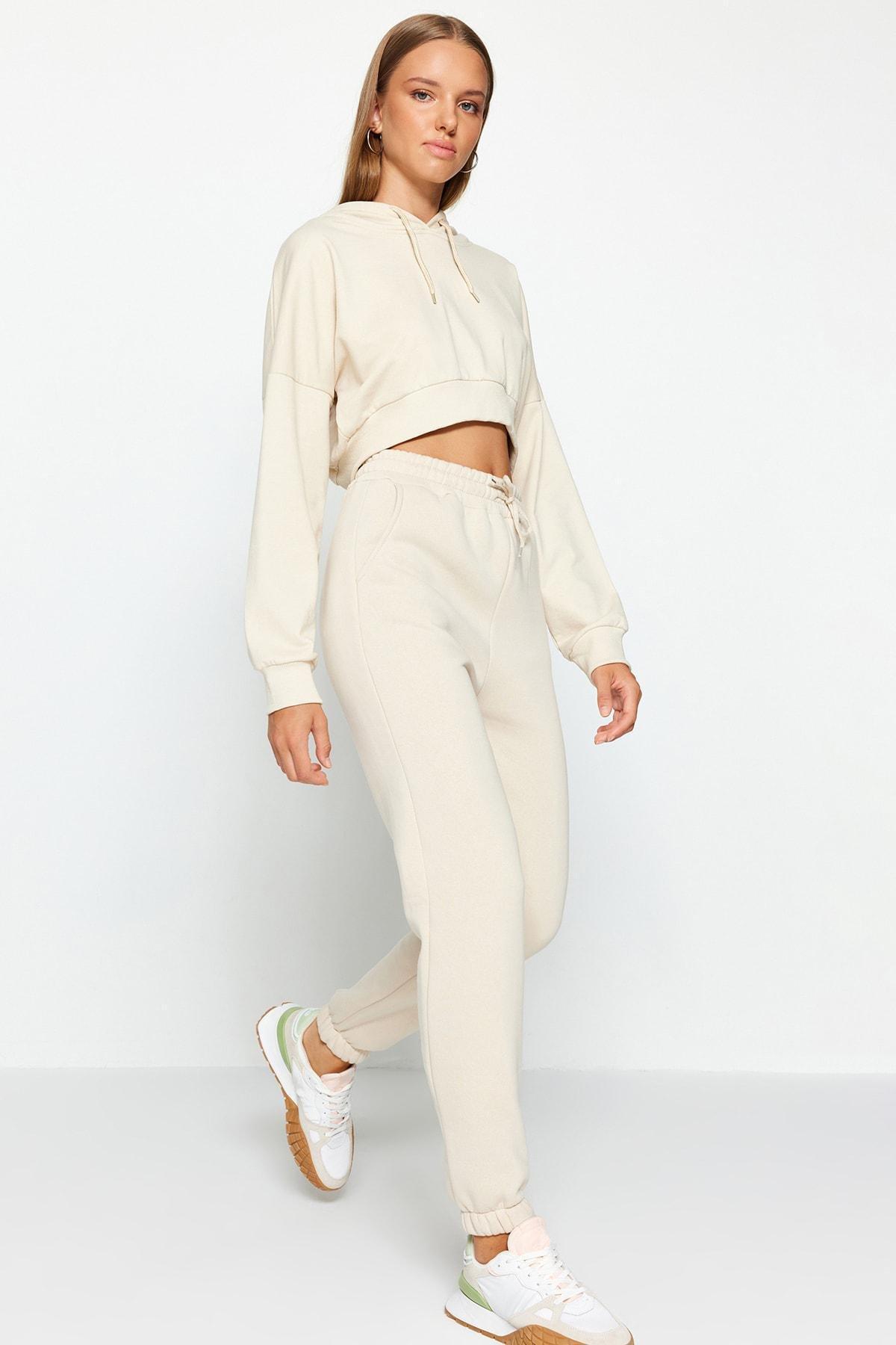 بنطال رياضي مُحاك مبطن بالصوف، بيج, STONE, large image number 1