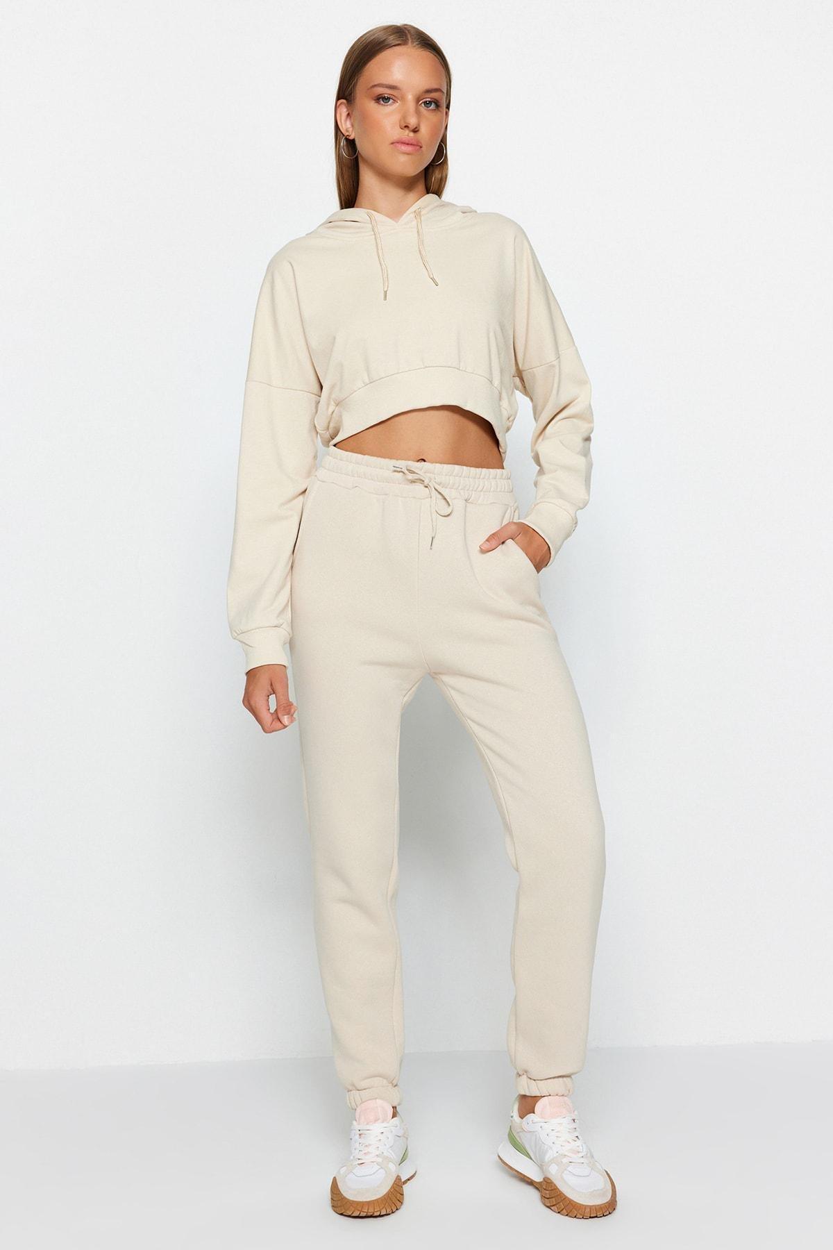 بنطال رياضي مُحاك مبطن بالصوف، بيج, STONE, large image number 4