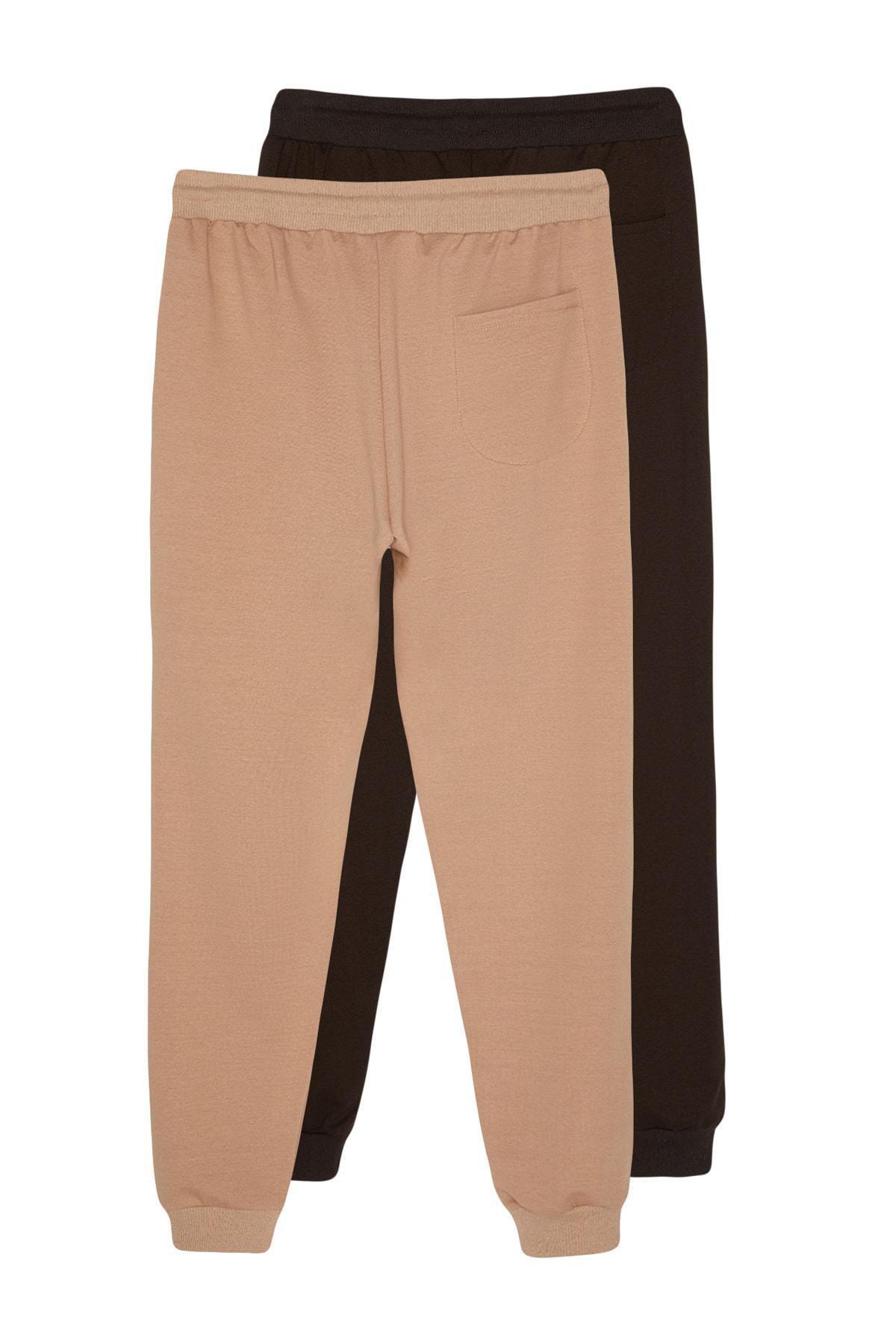 Brown Slim Mid Waist Sweatpants, Set Of 2, , large image number 4