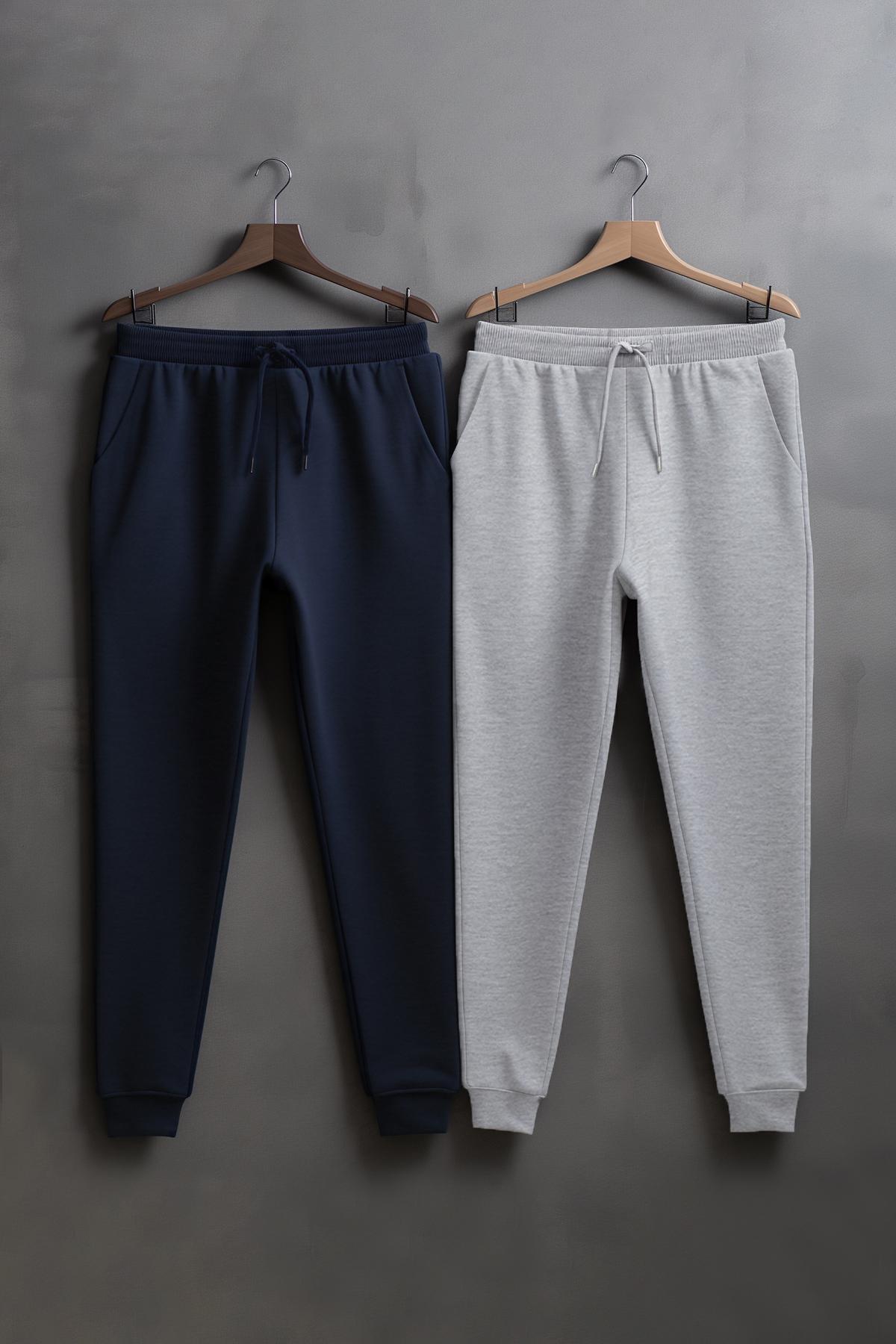 Multicolour Slim Mid Waist Sweatpants, Set Of 2, , large image number 1