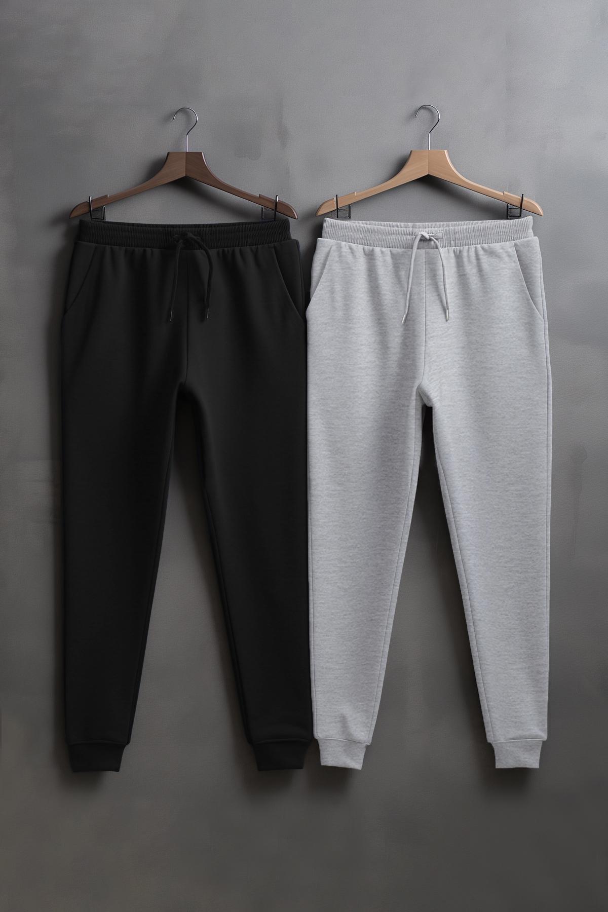 Multicolour Slim Mid Waist Sweatpants, Set Of 2, , large image number 1