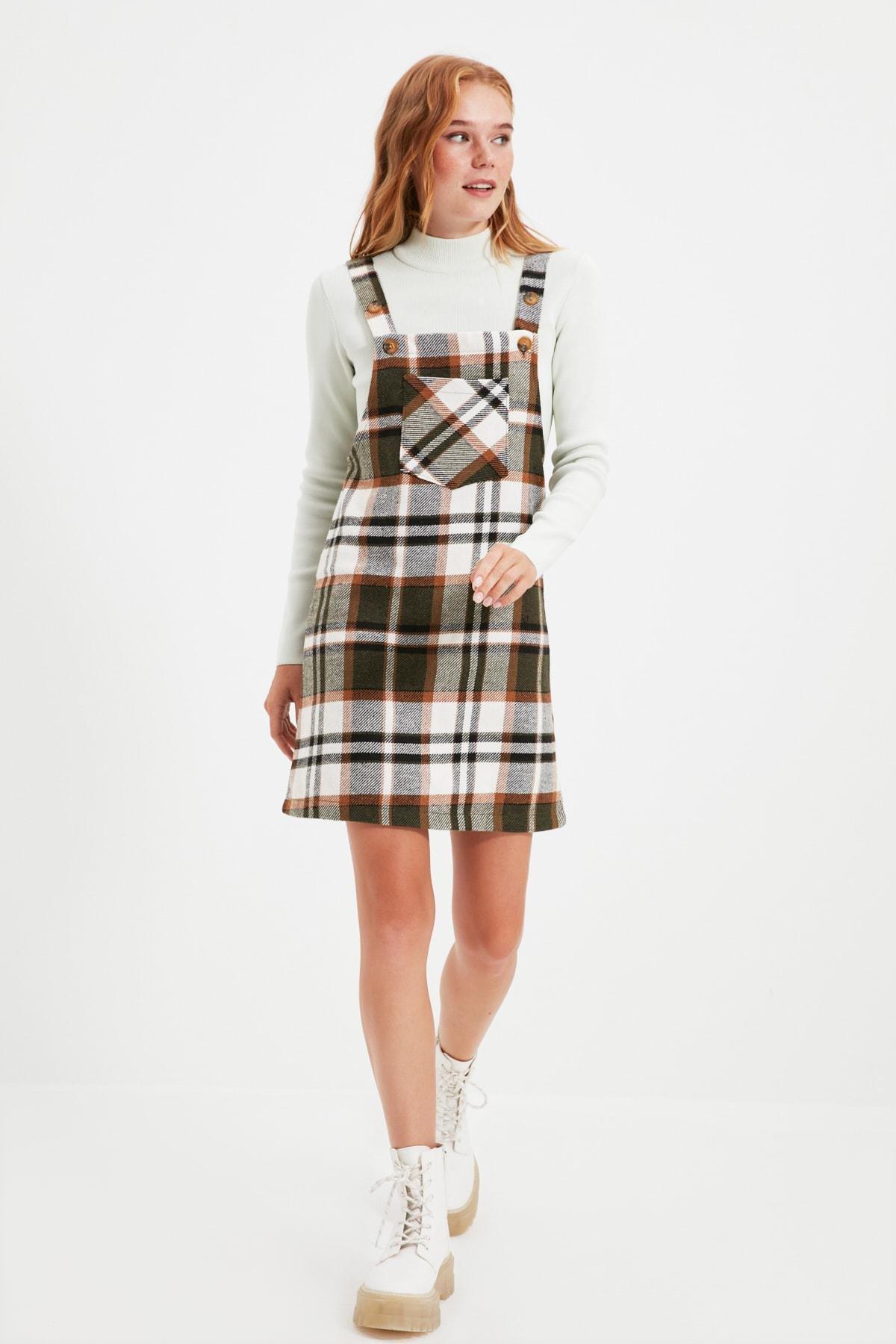 Brown Strappy Woven Dress, , large image number 0