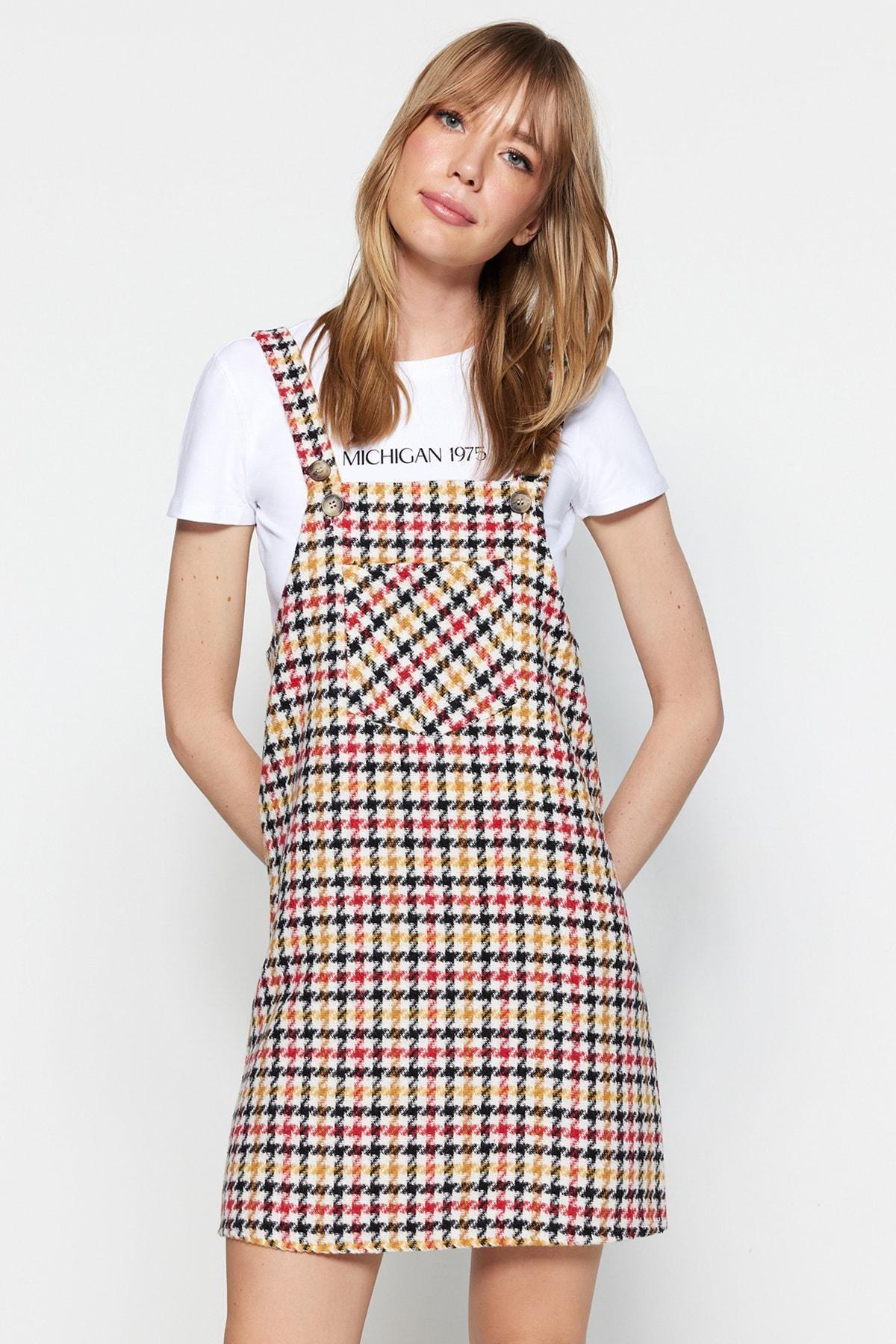 Brown Strappy Woven Dress, , large image number 1