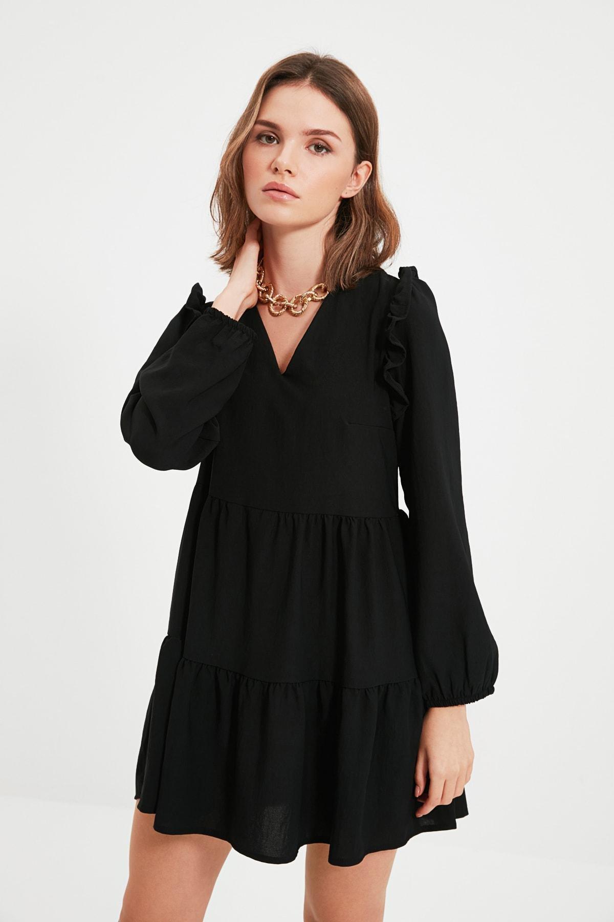 Trendyol - Black Shift V Neck Dress