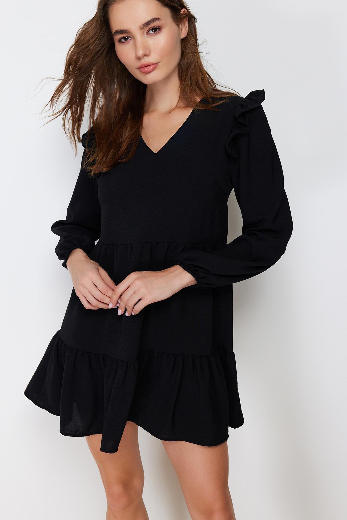 Black Shift V-Neck Dress, , large image number 3