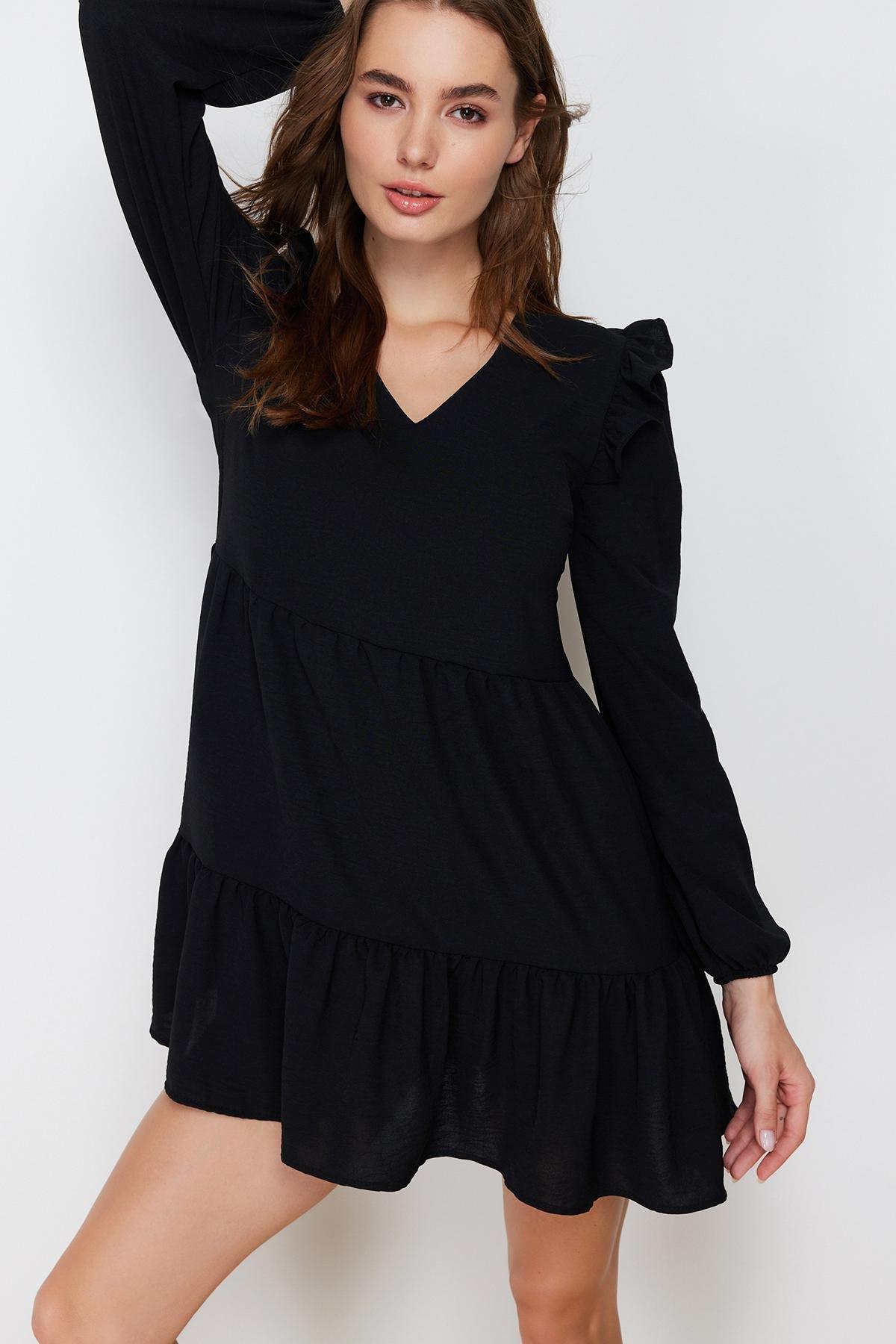 Black Shift V-Neck Dress, , large image number 5