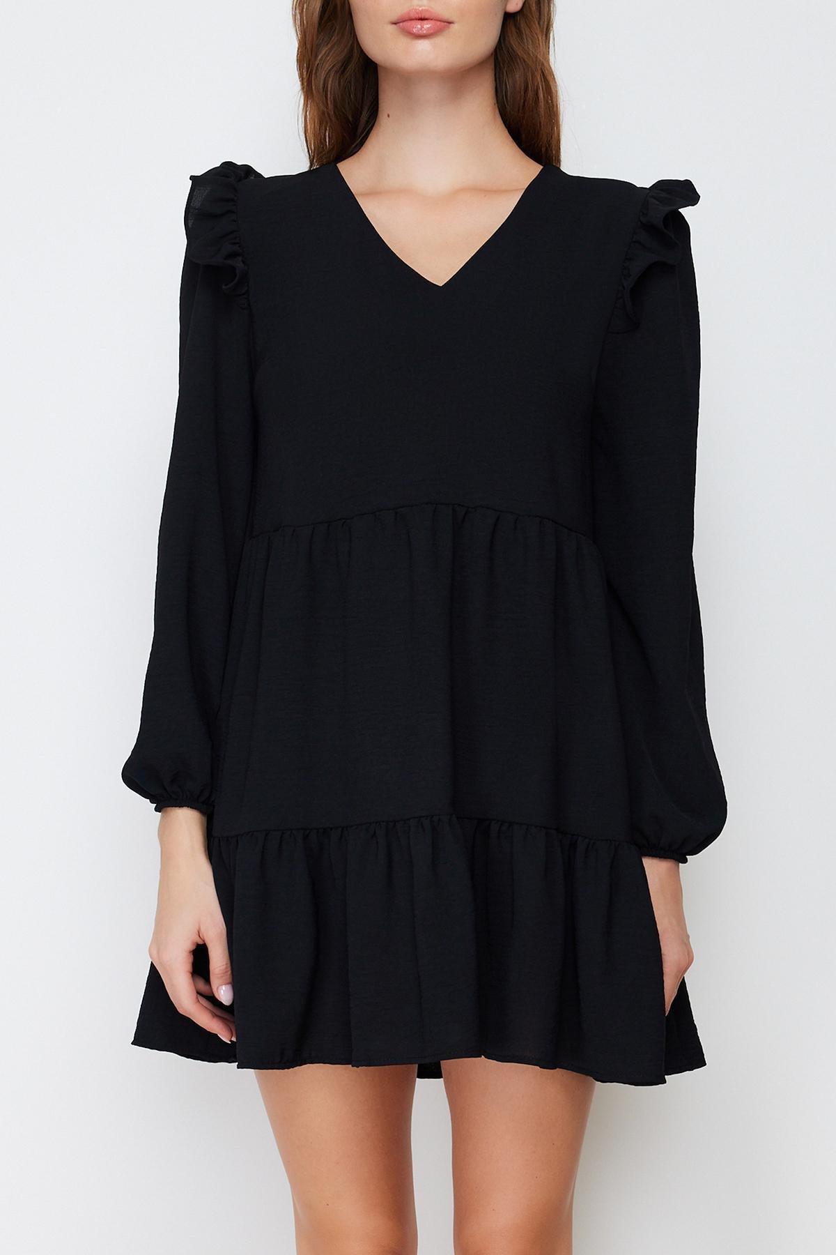 Black Shift V-Neck Dress, , large image number 7