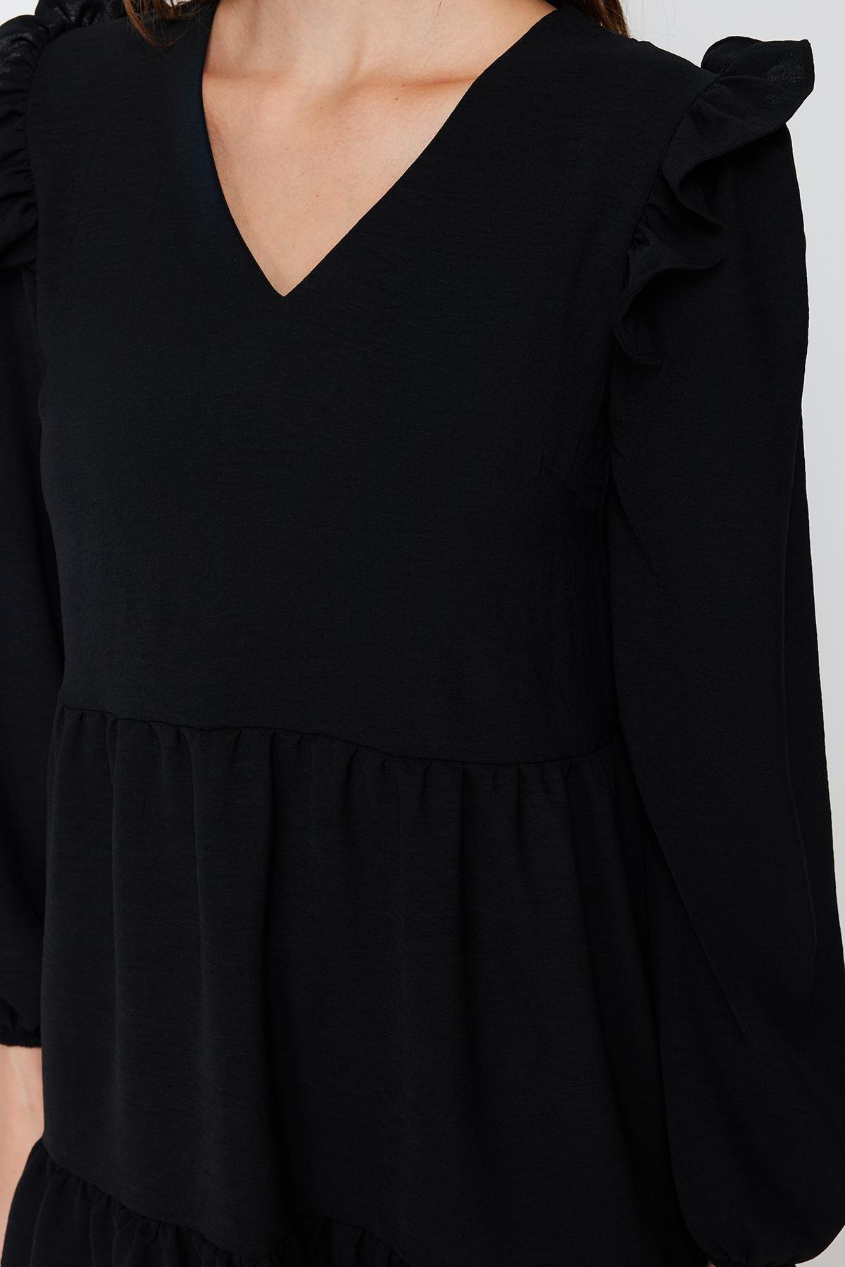 Black Shift V-Neck Dress, , large image number 8