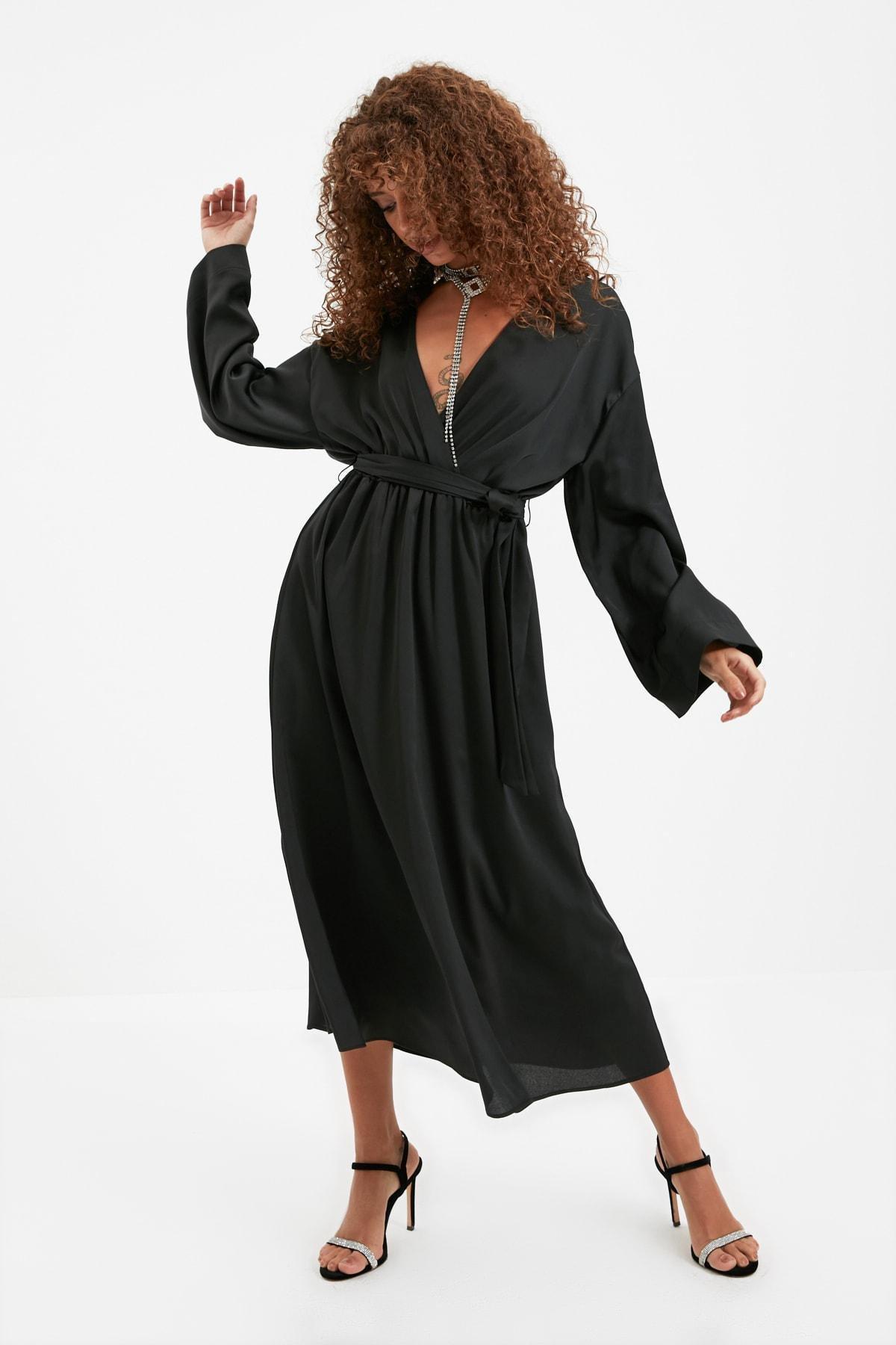 Black Skater Midi Dress, , large image number 0