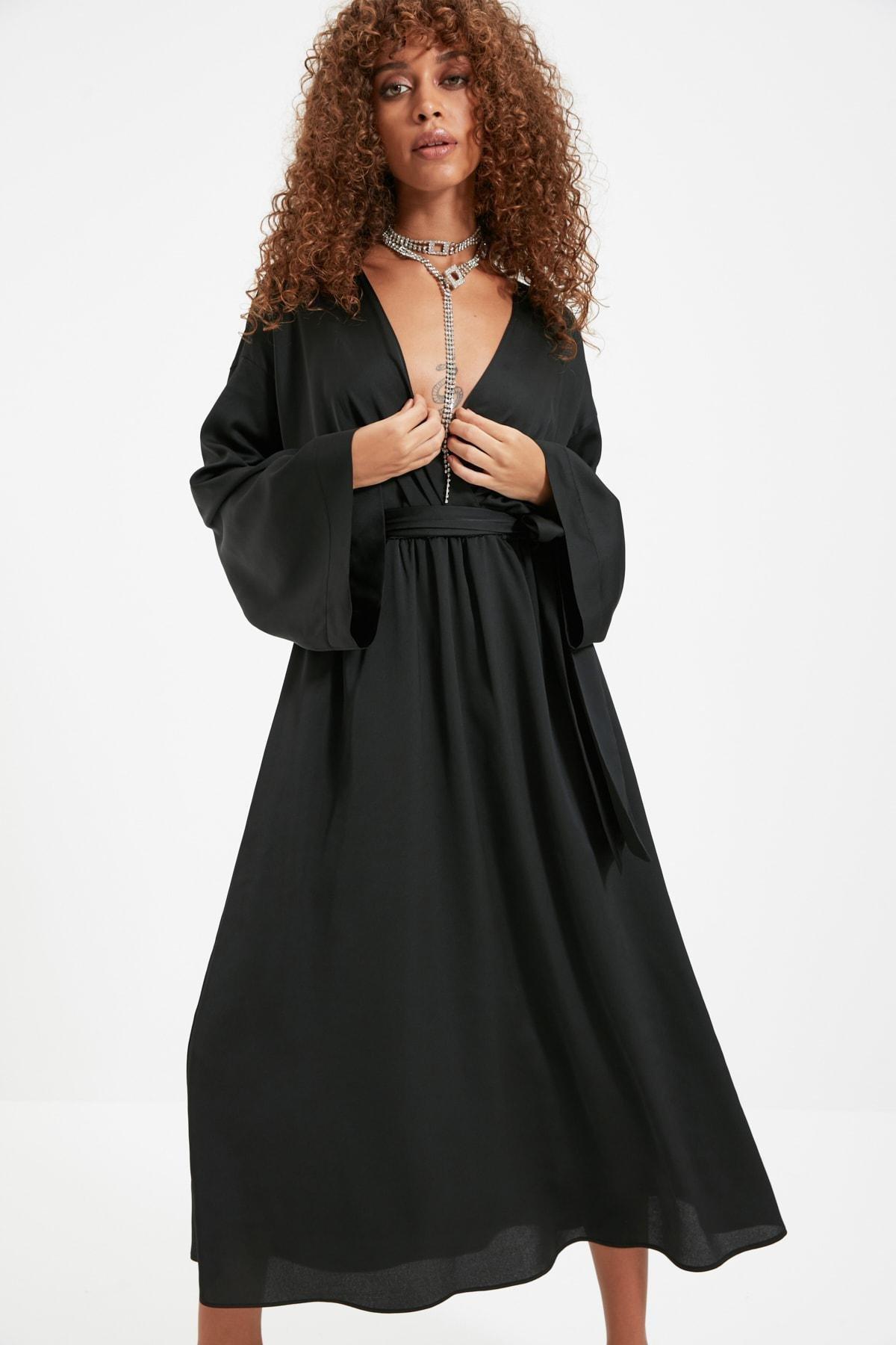 Black Skater Midi Dress, , large image number 1