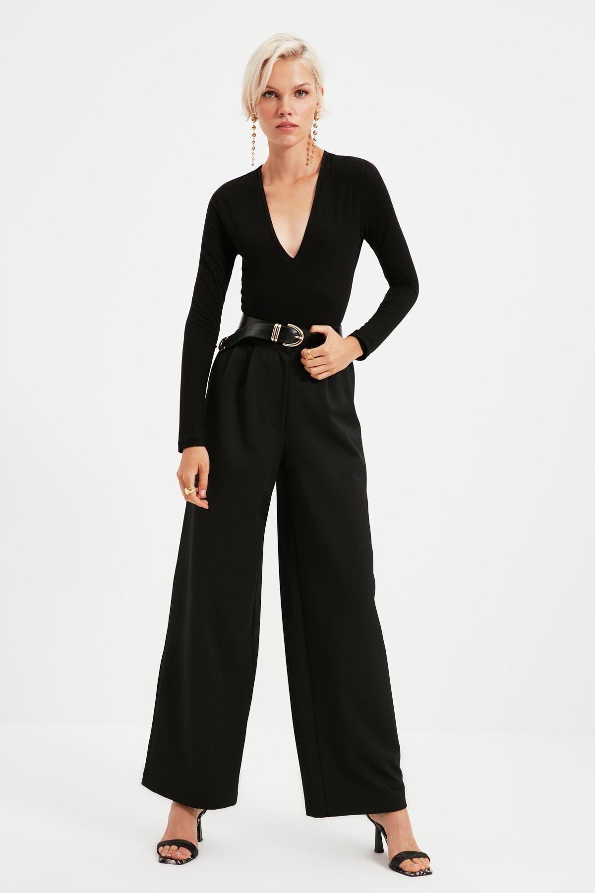 Black V-Neck Bodysuit, , large image number 1