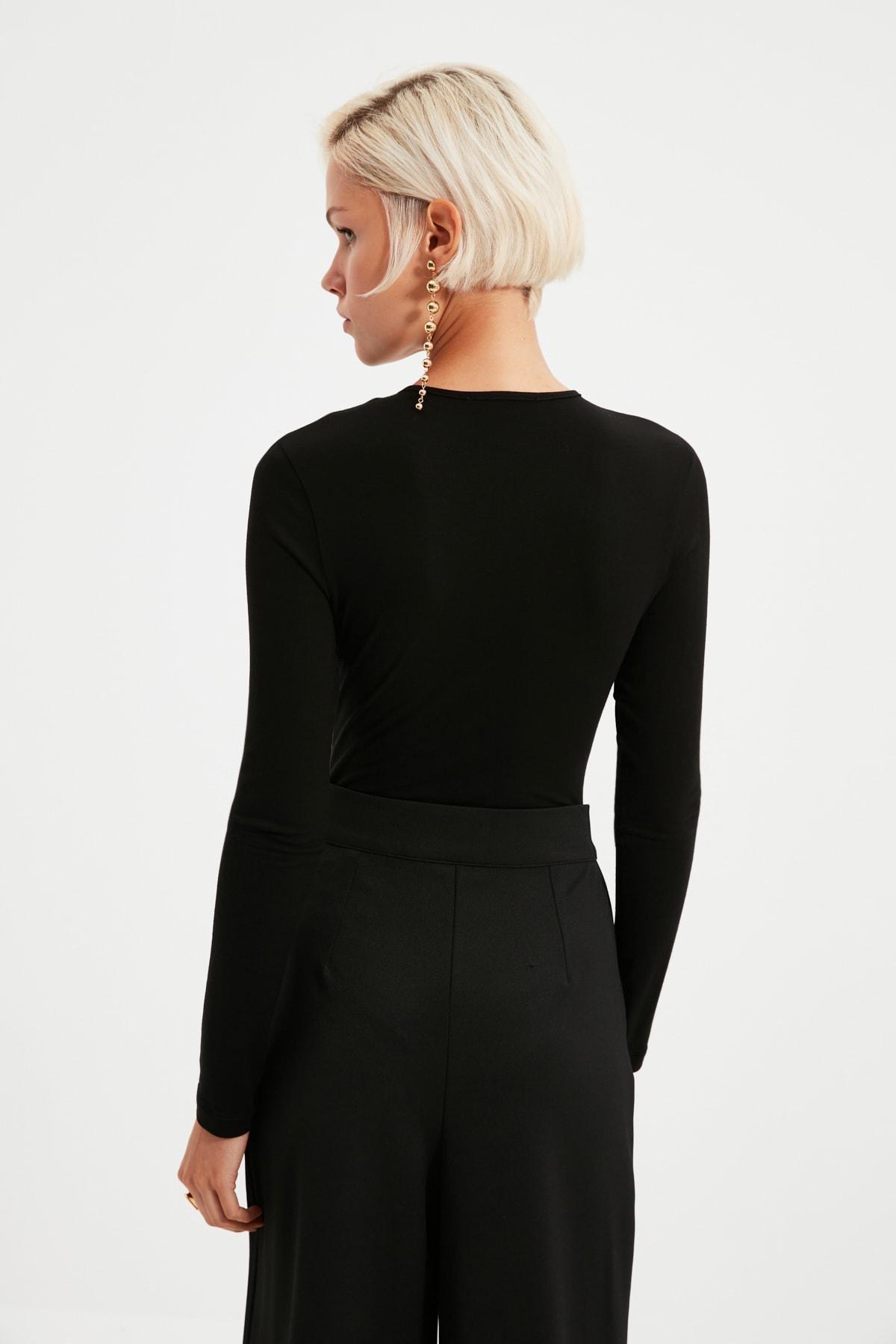 Black V-Neck Bodysuit, , large image number 4