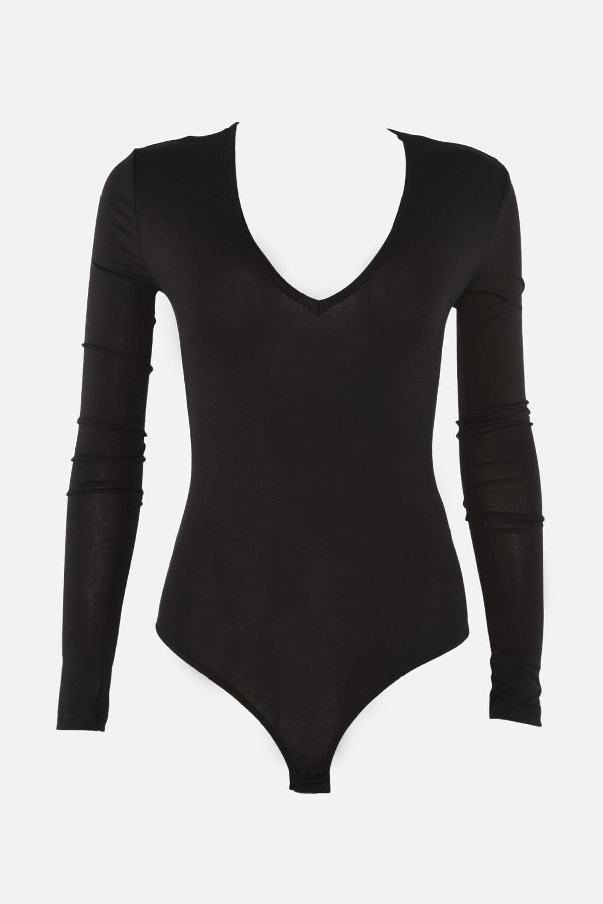 Black V-Neck Bodysuit, , large image number 5
