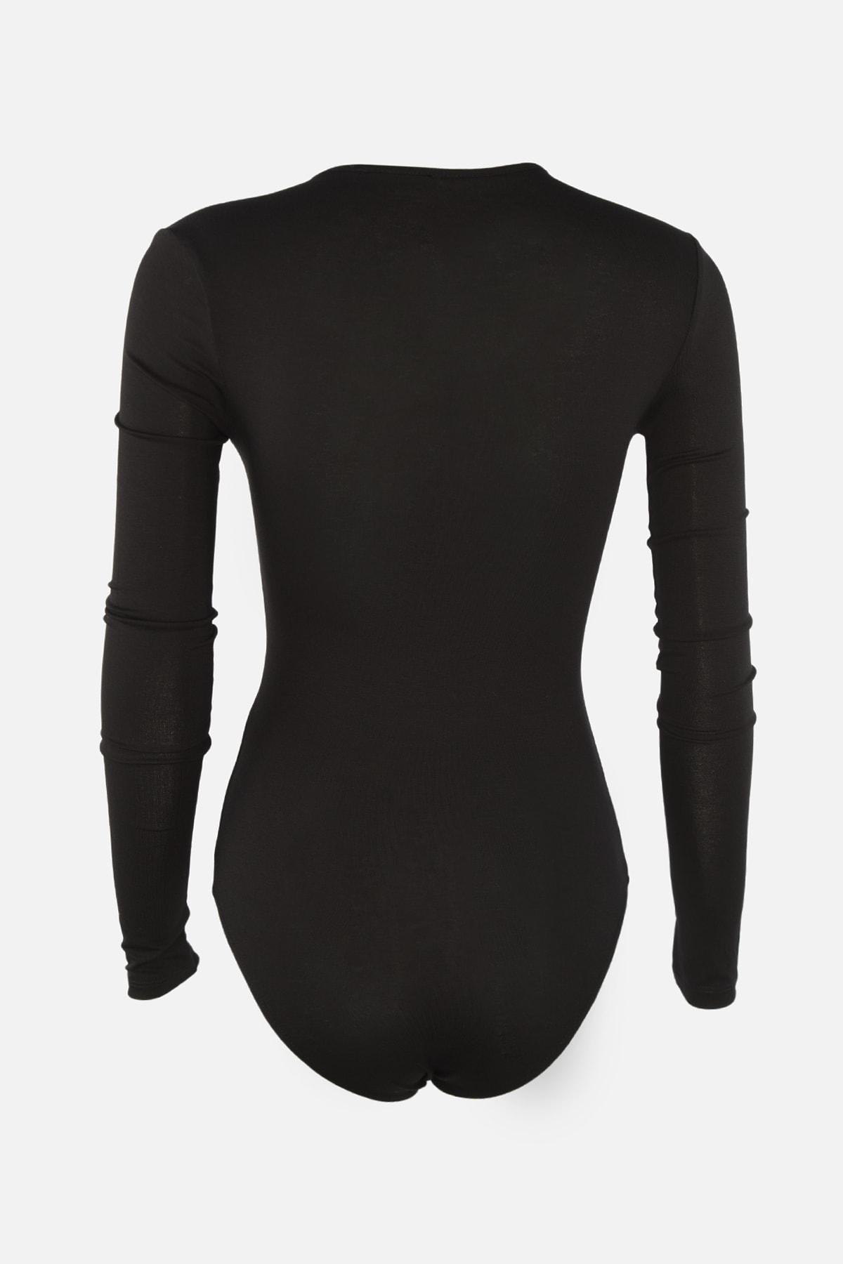 Black V-Neck Bodysuit, , large image number 6