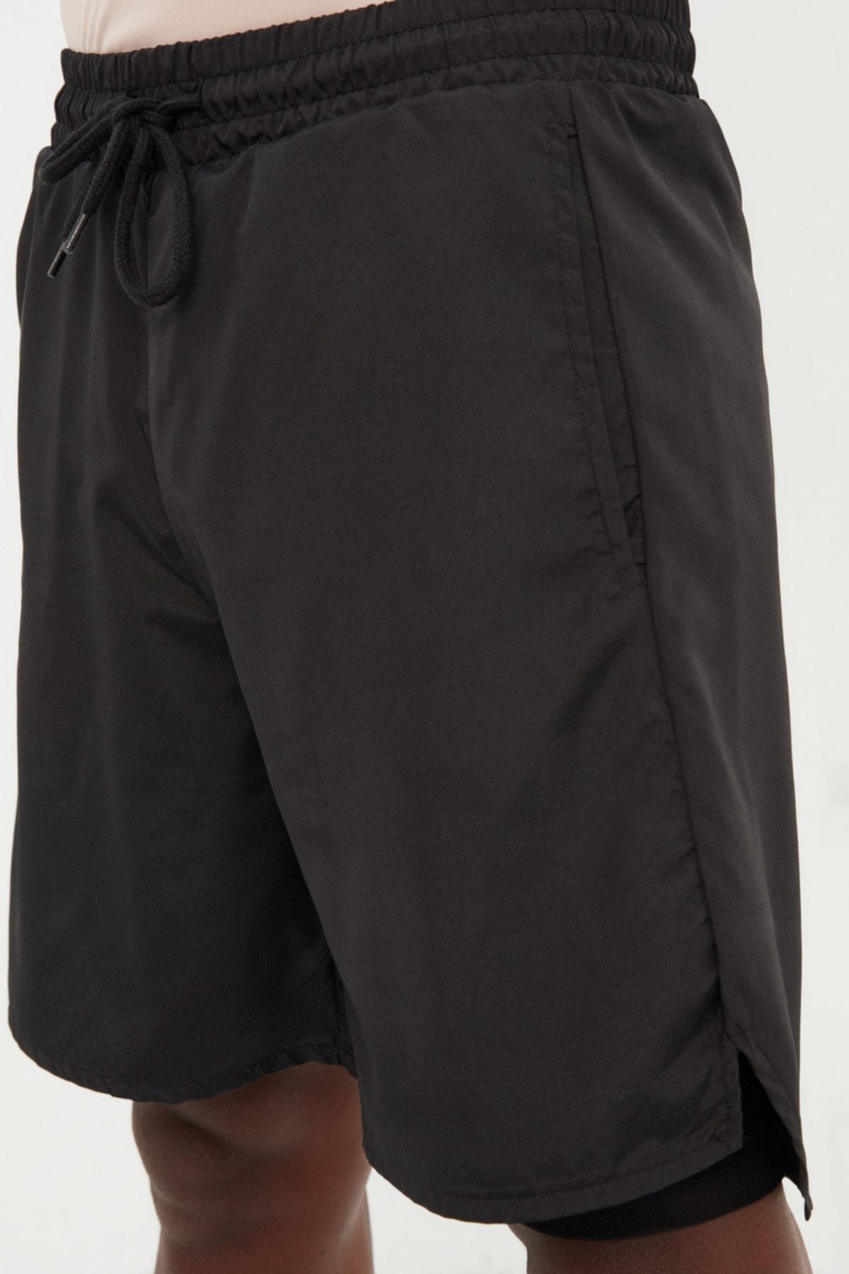 Black Mid Waist Shorts, , large image number 4
