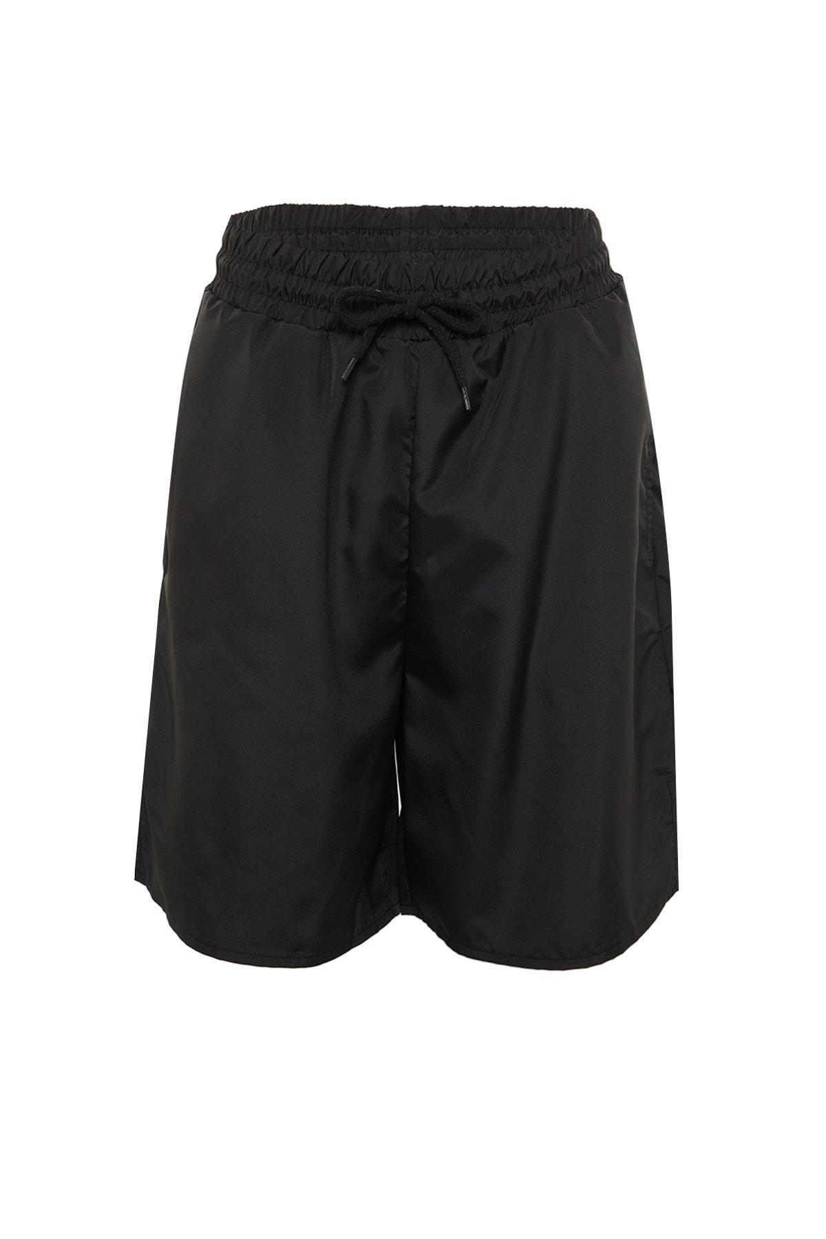 Black Mid Waist Shorts, , large image number 7