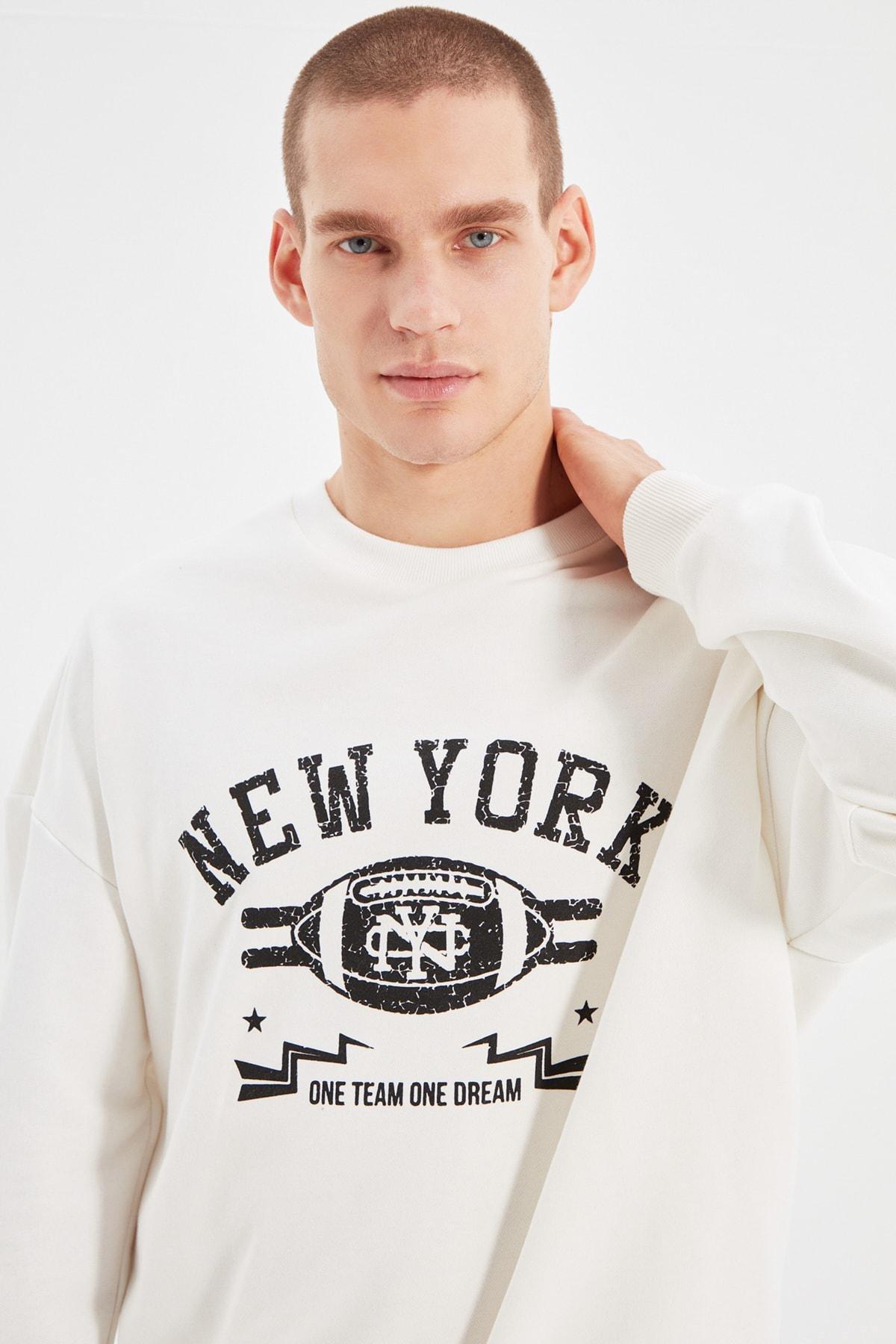 Beige Printed Sweatshirt, , large image number 1
