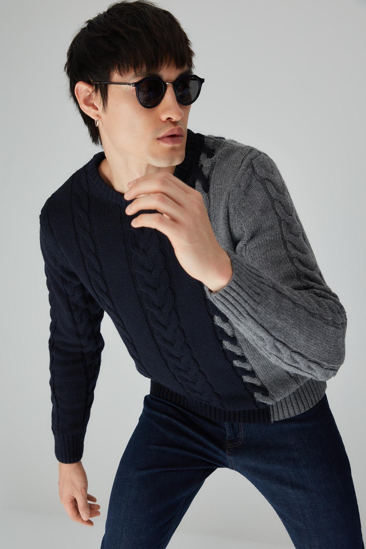 Navy Colour Block Sweater, , large image number 0