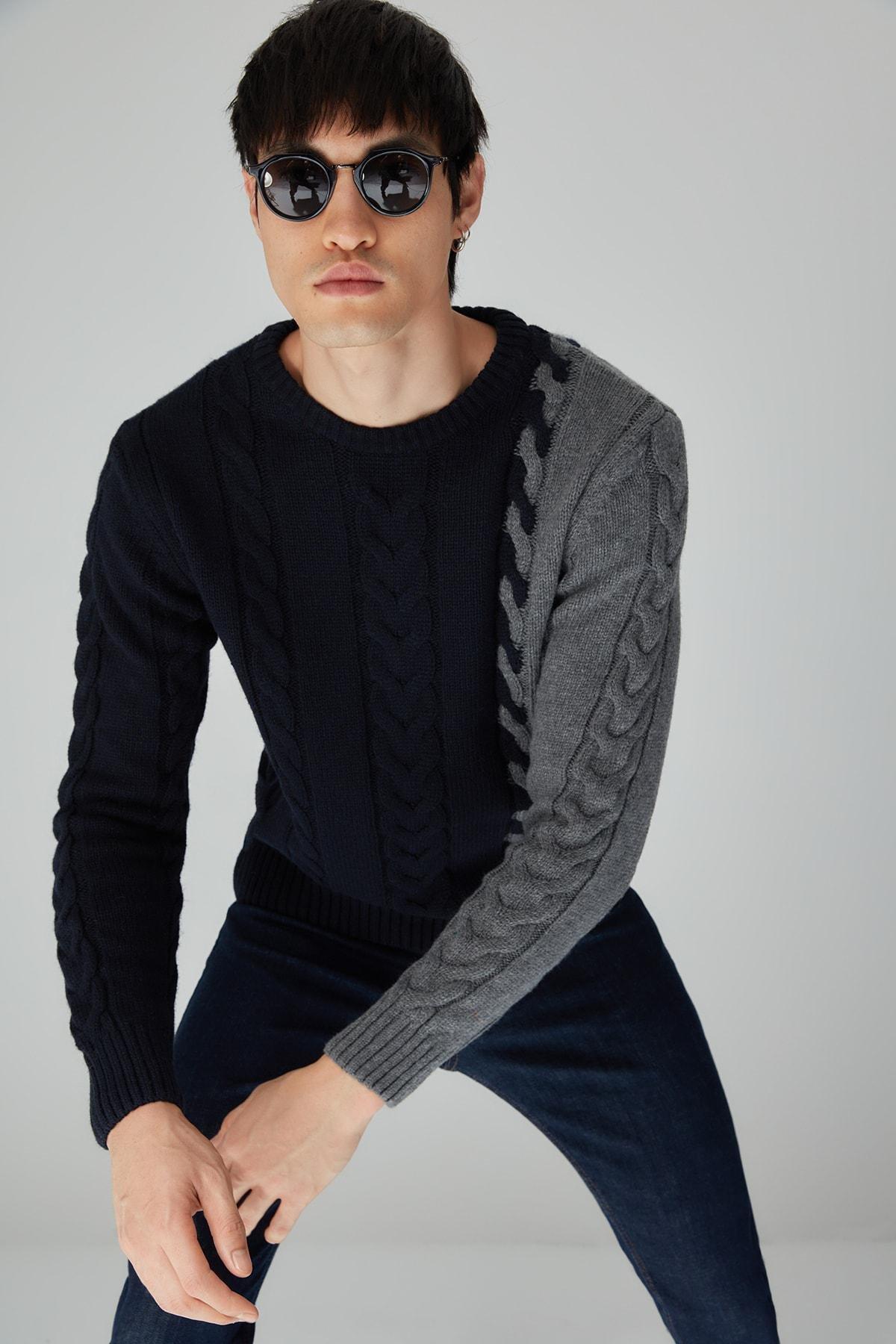 Navy Colour Block Sweater, , large image number 1