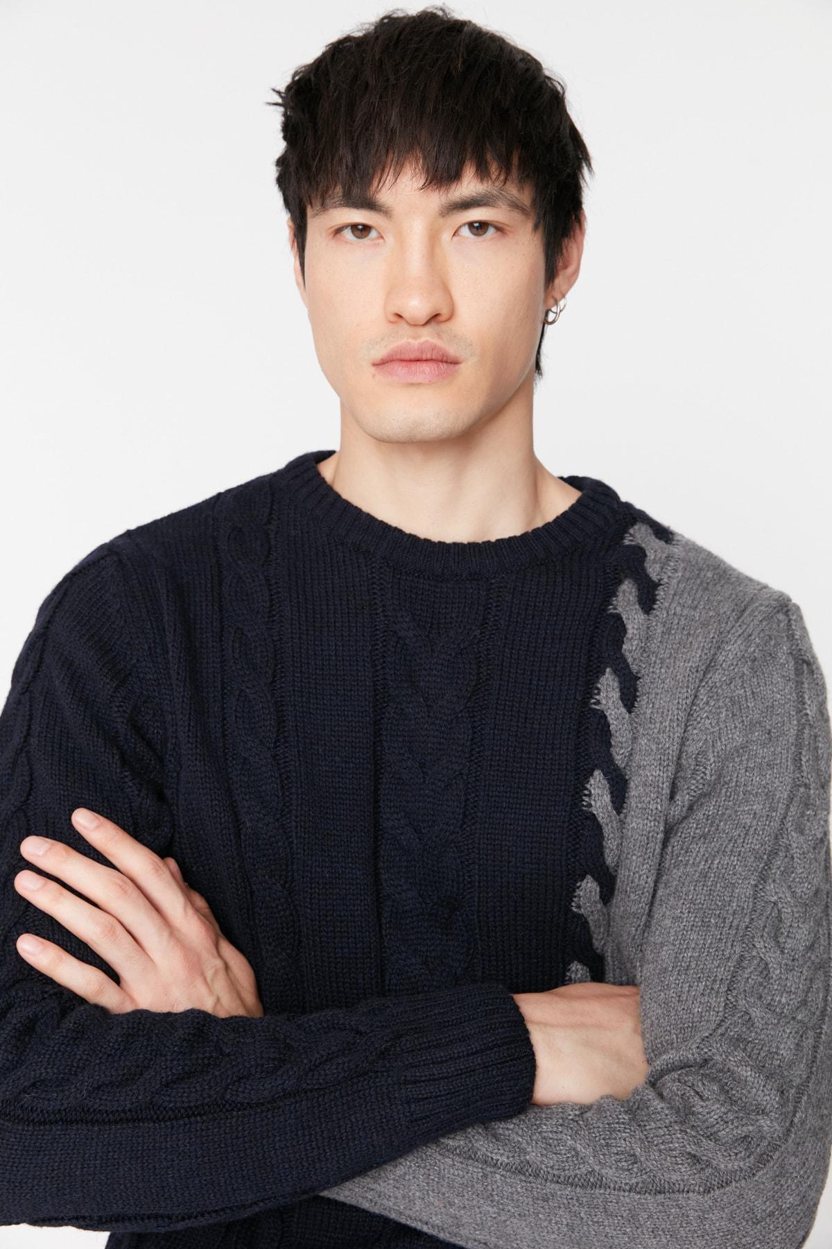 Navy Colour Block Sweater, , large image number 3