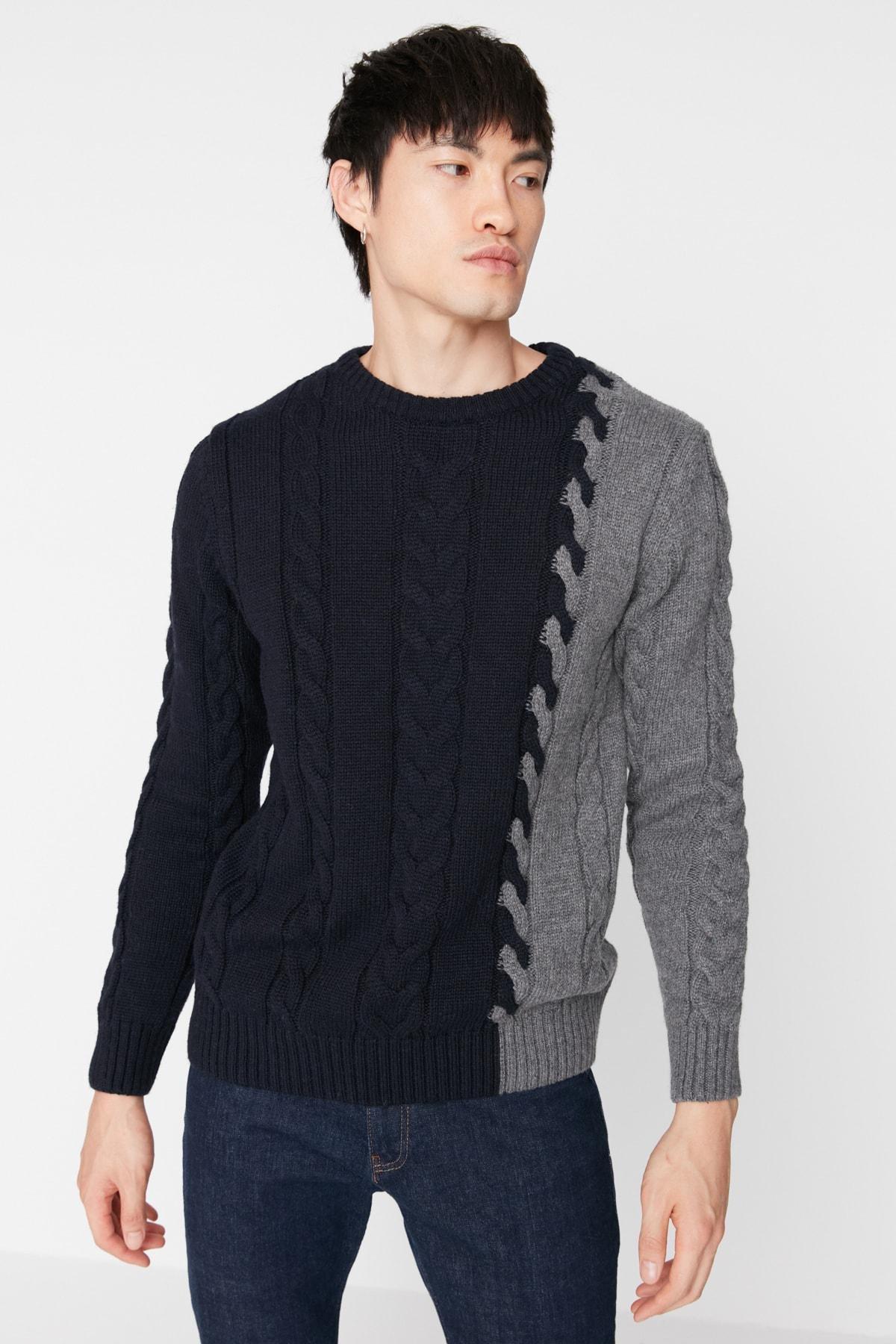 Navy Colour Block Sweater, , large image number 5