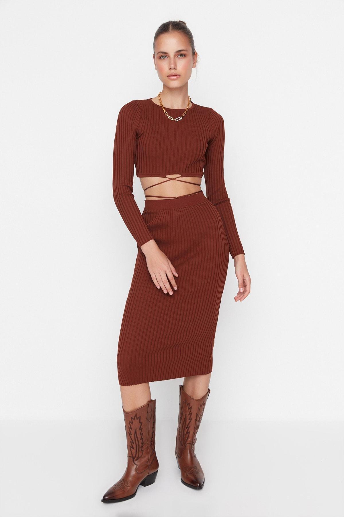 Brown Crew Neck Co-Ord Set, , large image number 0
