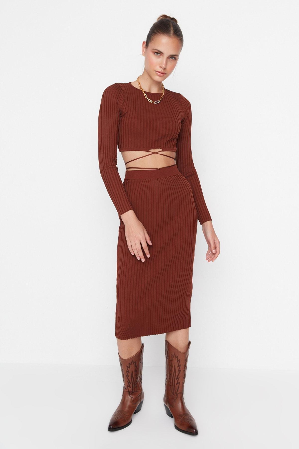 Brown Crew Neck Co-Ord Set, , large image number 1