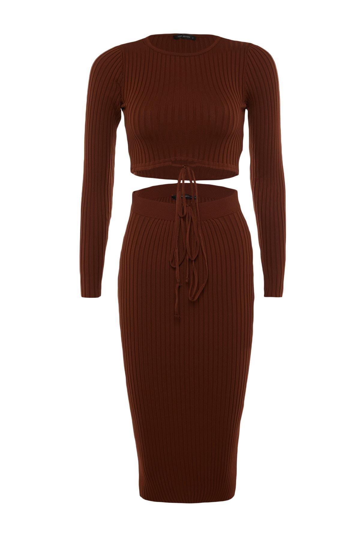 Brown Crew Neck Co-Ord Set, , large image number 7