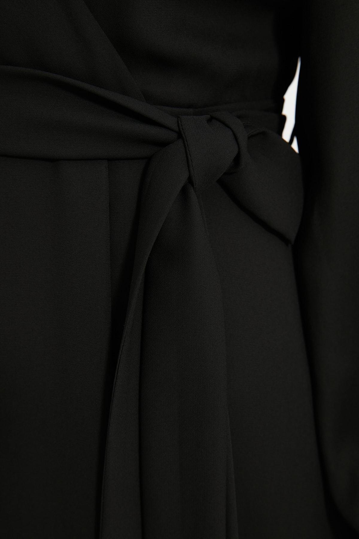 Black Cache-Coeur A-Line Dress, Black, large image number 6