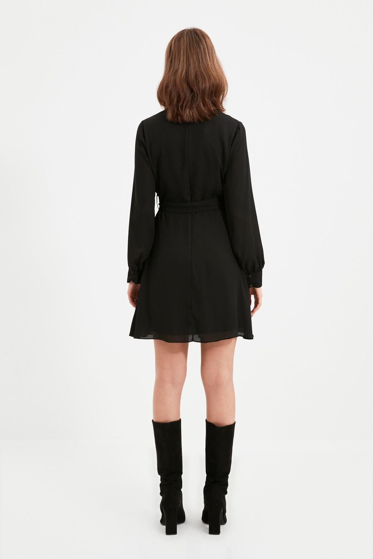 Black Cache-Coeur A-Line Dress, Black, large image number 8