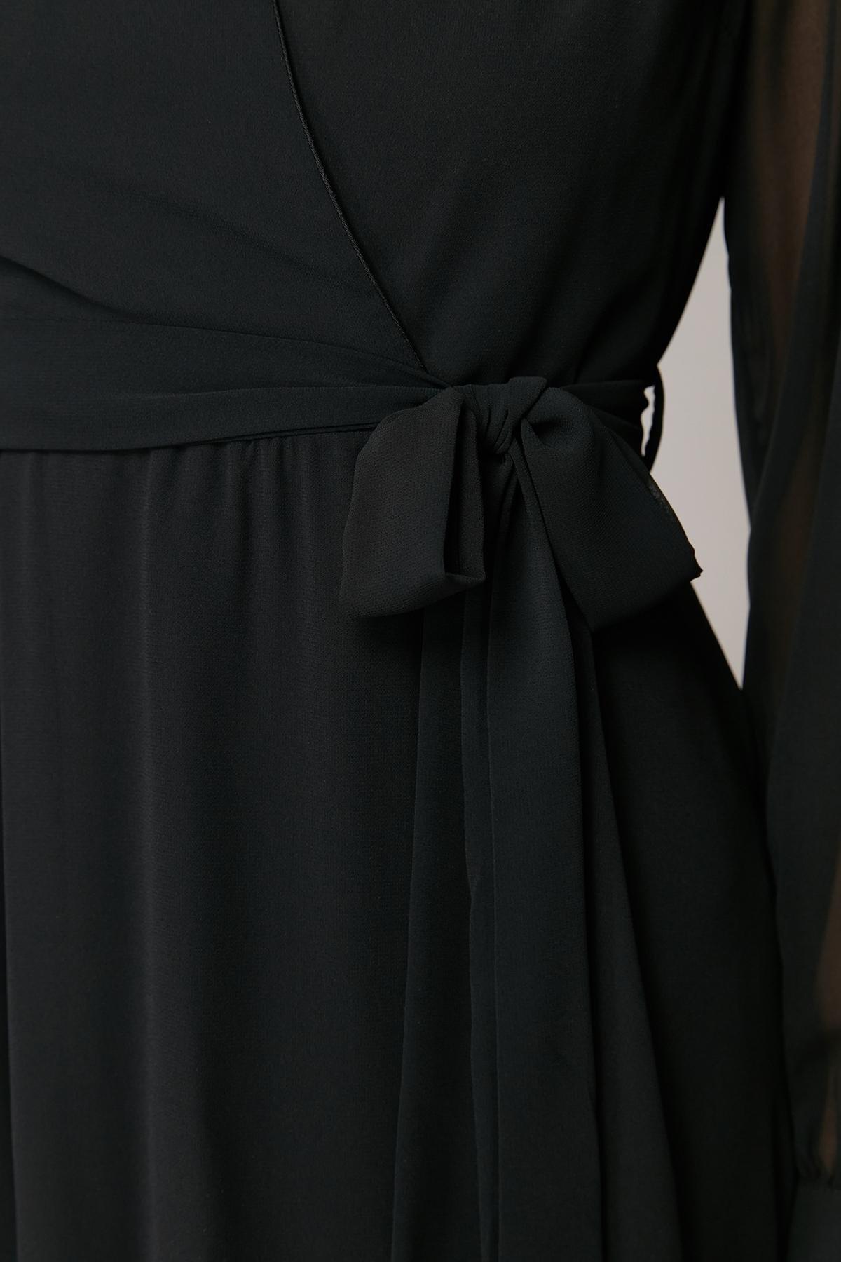 Black Cache-Coeur A-Line Dress, Black, large image number 9
