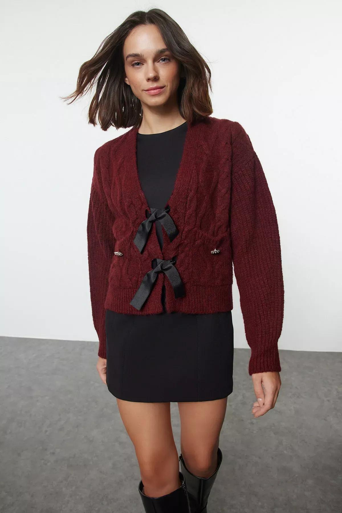 Red Bow Detail Knit Sweater, , large image number 0