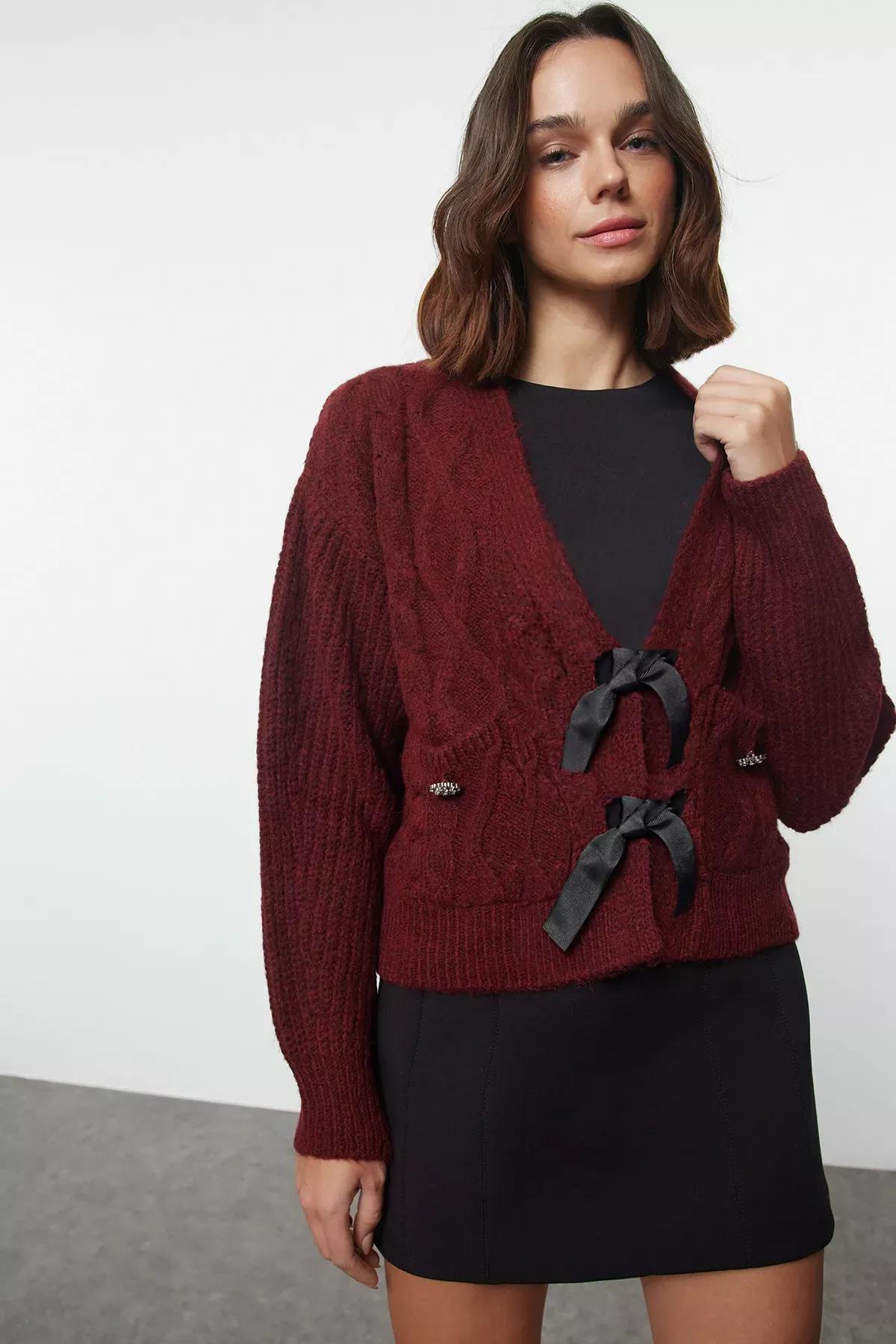 Red Bow Detail Knit Sweater, , large image number 1
