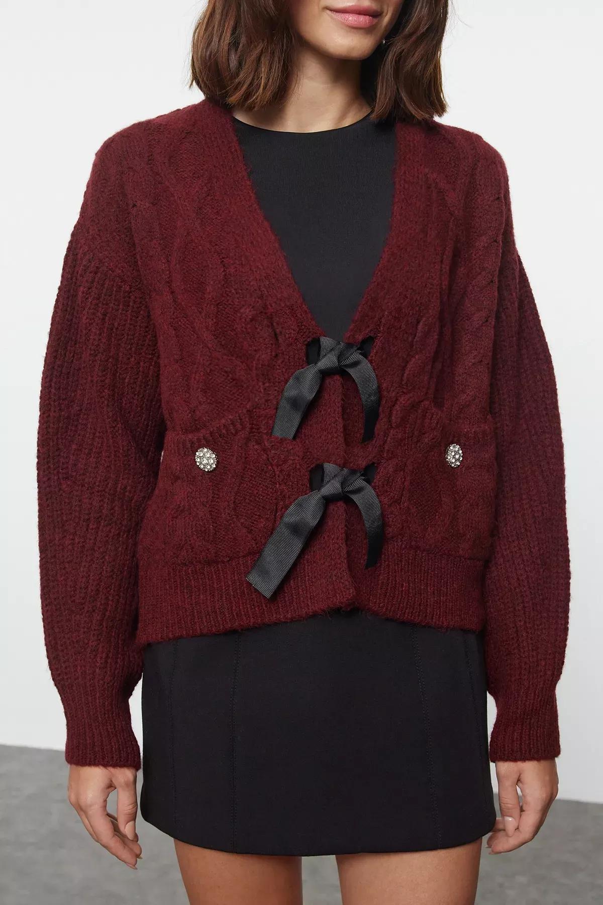 Red Bow Detail Knit Sweater, , large image number 2